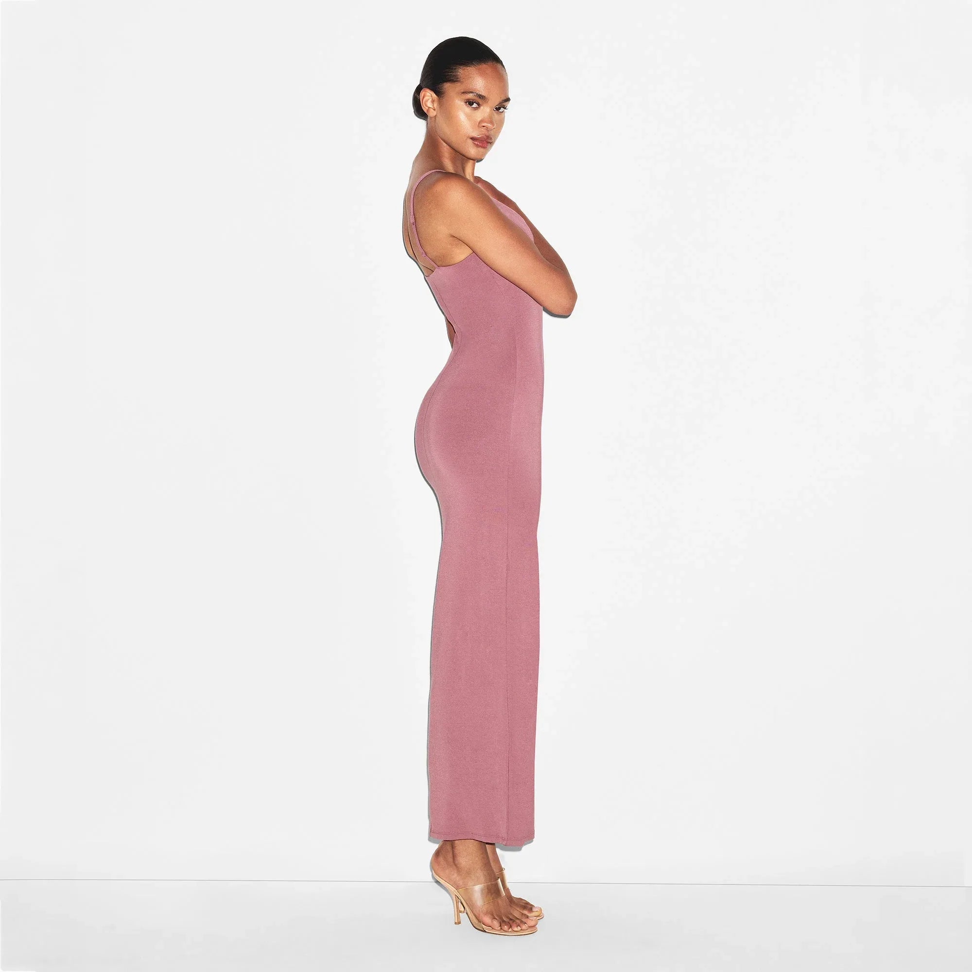SKIMS SMOOTH LAYERS SCOOP NECK LONG DRESS | REDWOOD - ELBİSE - My Suti