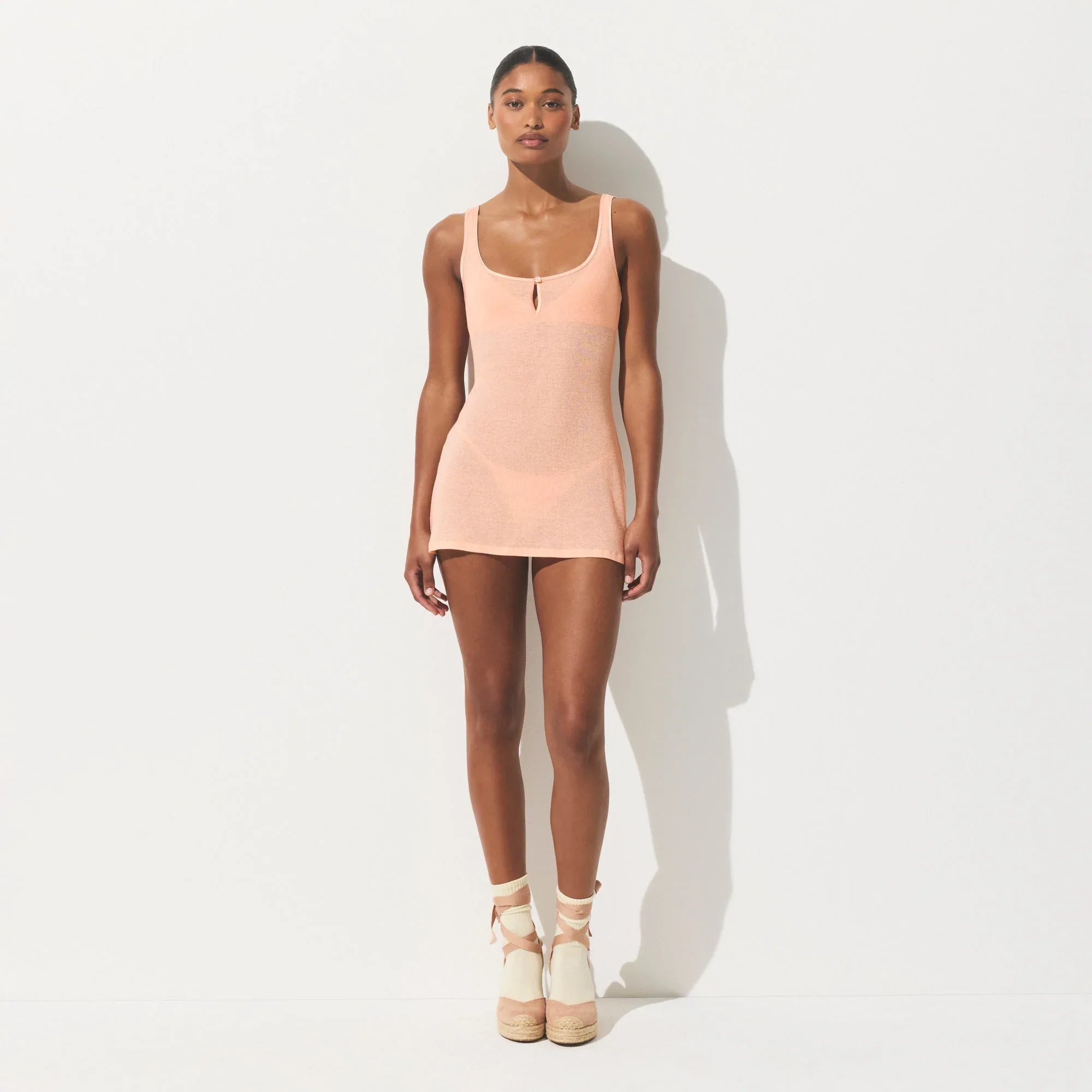 SKIMS SHEER COTTON MINI SLIP DRESS | VILLA - ELBİSE - My Suti