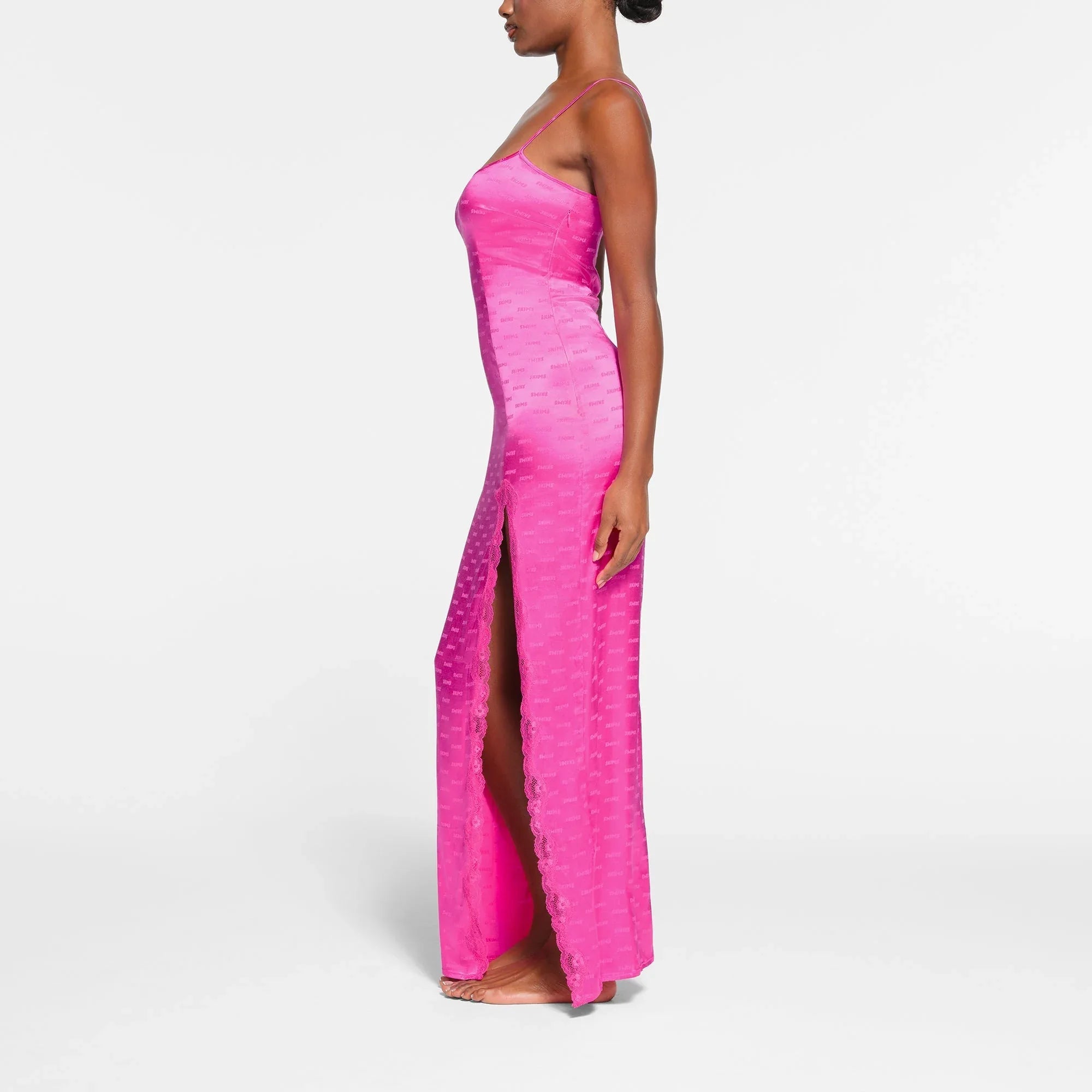 SKIMS JACQUARD LACE LONG DRESS | HOT PINK - ELBİSE - My Suti