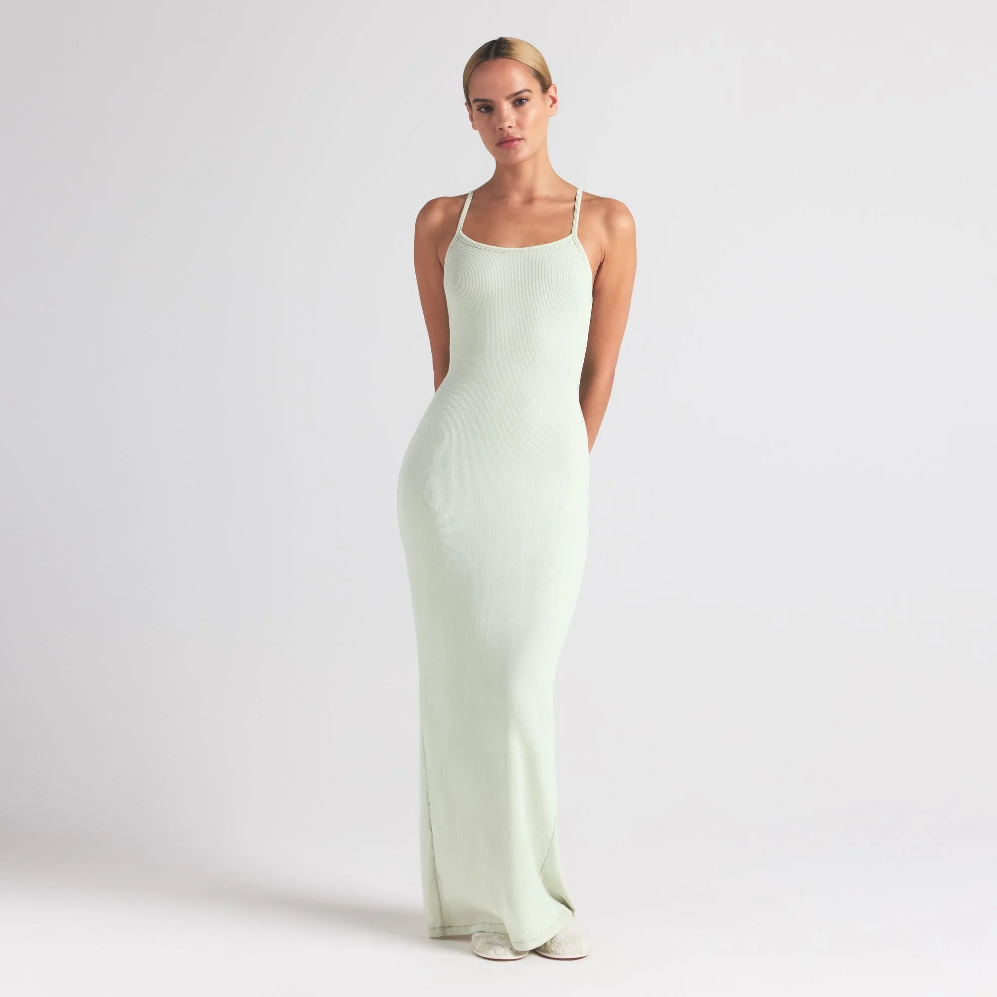 SKIMS COTTON RIB LONG CAMI DRESS | SPEARMINT - ELBİSE - My Suti