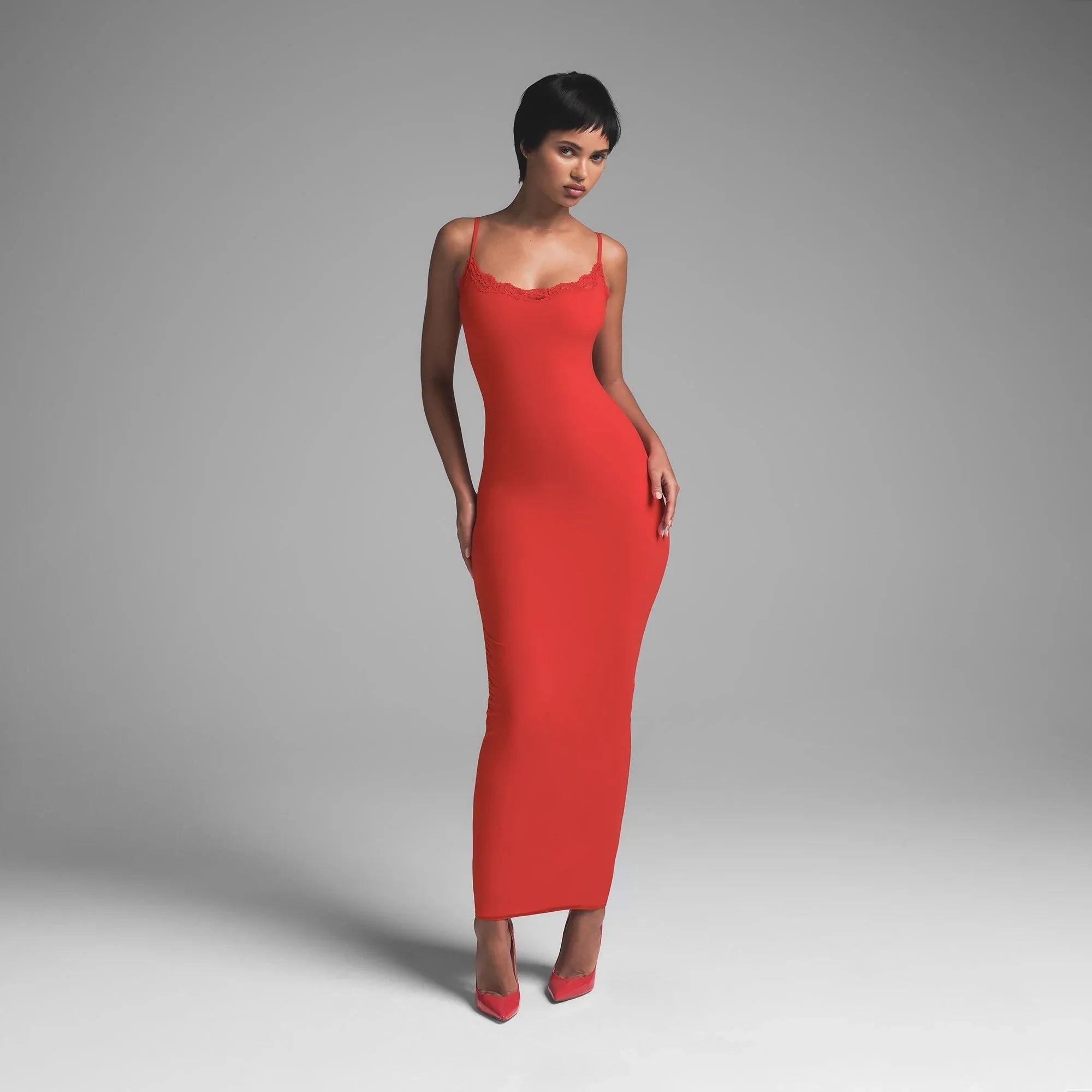 SKIMS FITS EVERYBODY LACE LONG SLIP DRESS | CAYENNE - ELBİSE - My Suti