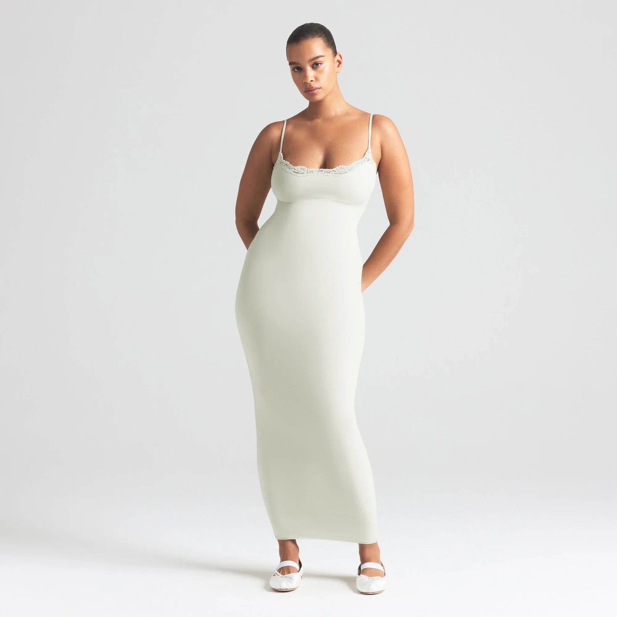 SKIMS FITS EVERYBODY LACE LONG SLIP DRESS | SPEARMINT - ELBİSE - My Suti