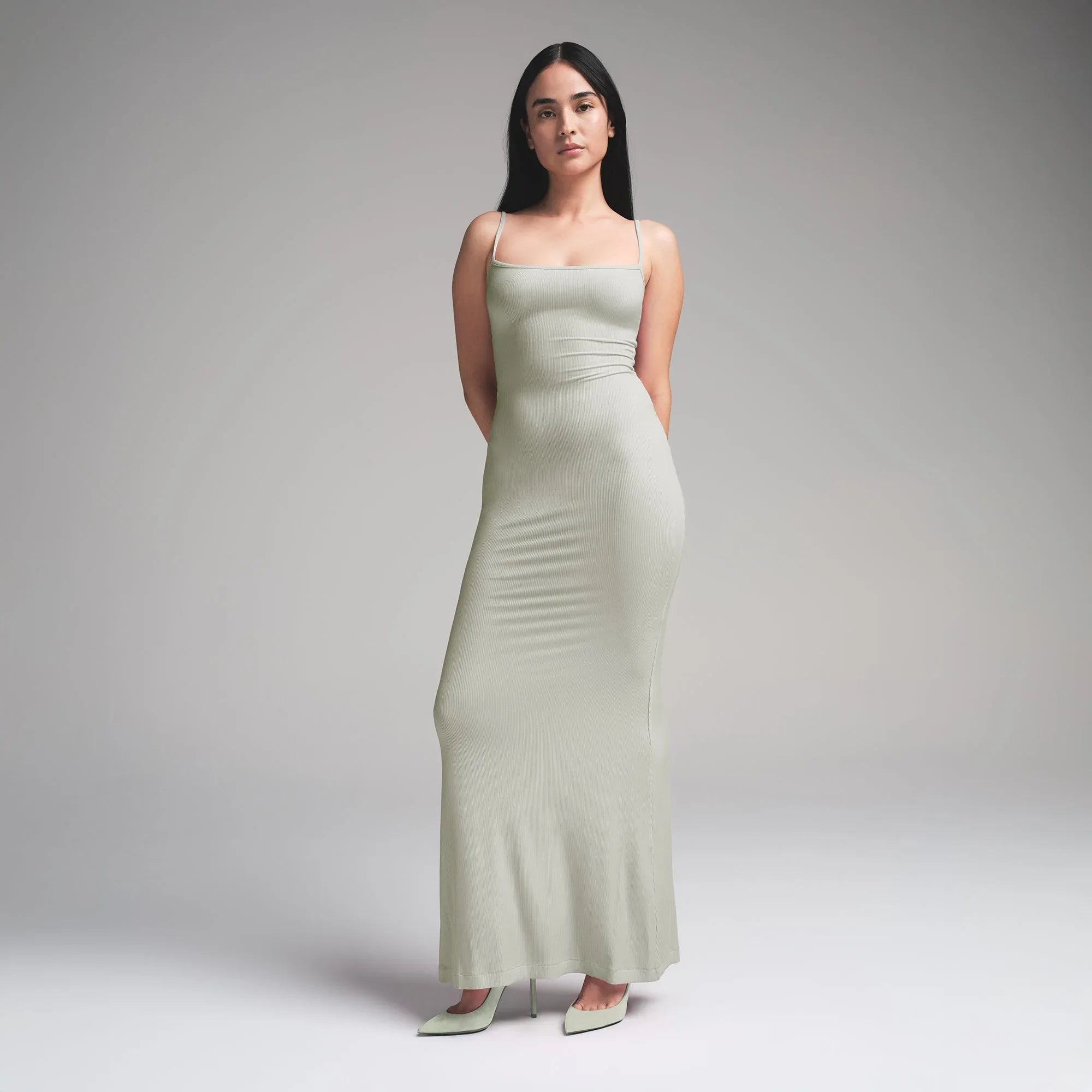 SKIMS SOFT LOUNGE PETITE LONG SLIP DRESS | TALC - ELBİSE - My Suti