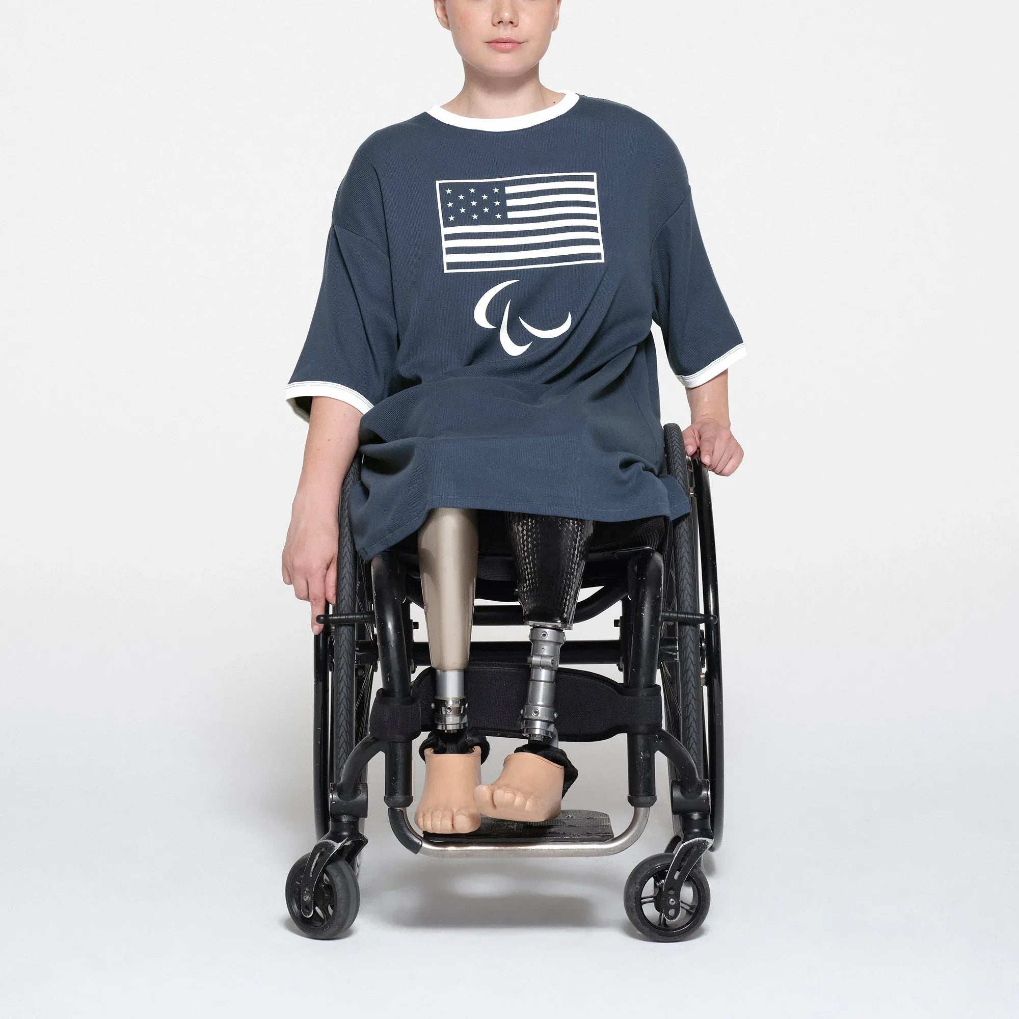 SKIMS FOR TEAM USA COTTON RIB PARALYMPIC T-SHIRT MINI DRESS | NAVY - ELBİSE - My Suti