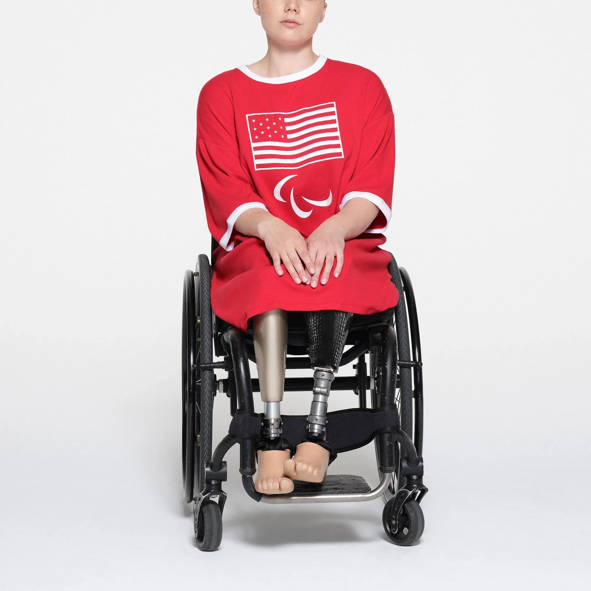 SKIMS FOR TEAM USA COTTON RIB PARALYMPIC T-SHIRT MINI DRESS | RED - ELBİSE - My Suti