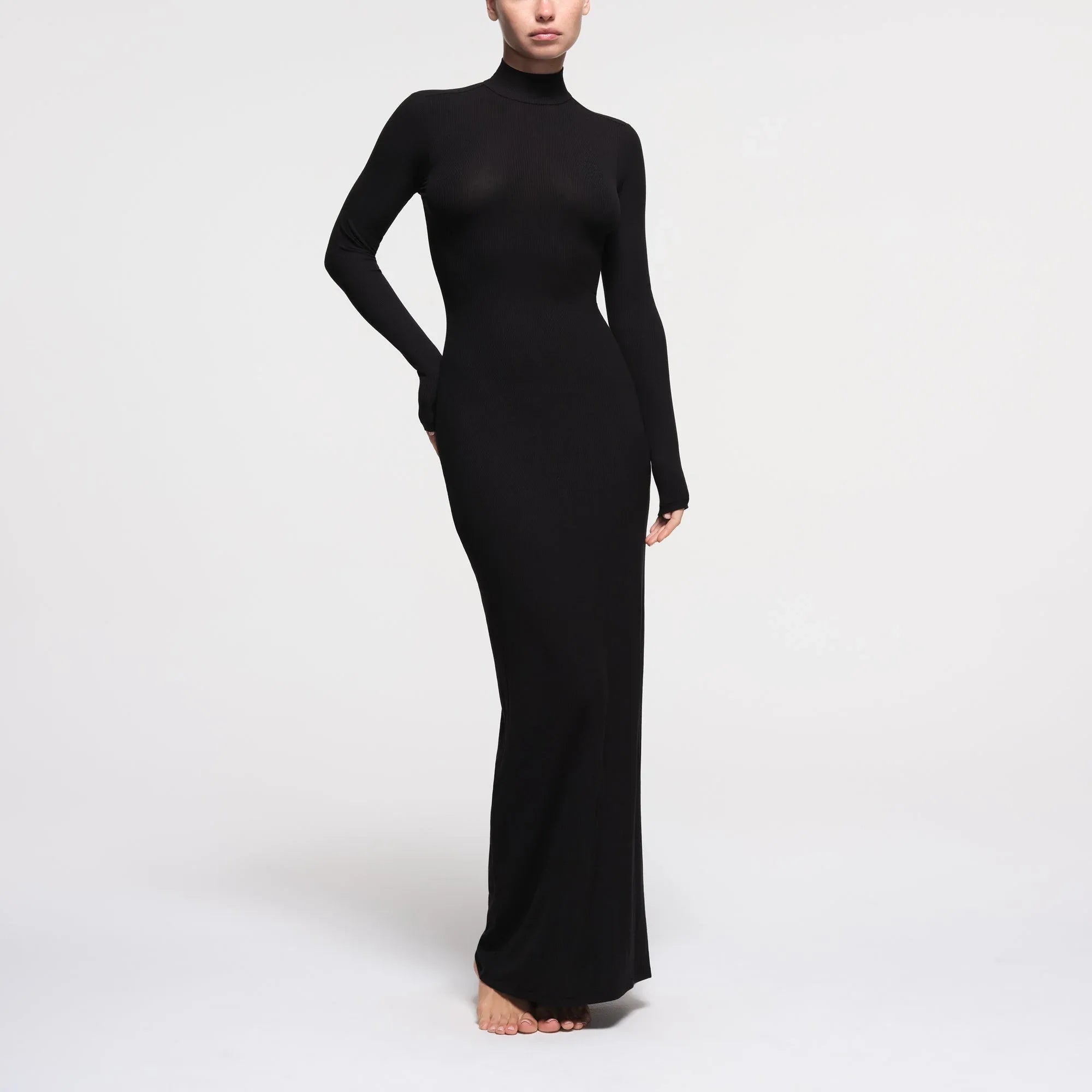 SKIMS SOFT LOUNGE TURTLENECK LONG DRESS | ONYX - ELBİSE - My Suti