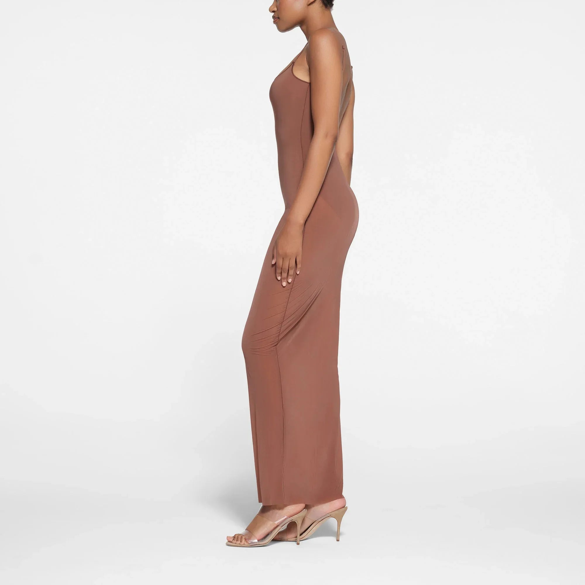 SKIMS MILKY SHEER LOW BACK LONG DRESS | BRANDY - ELBİSE - My Suti