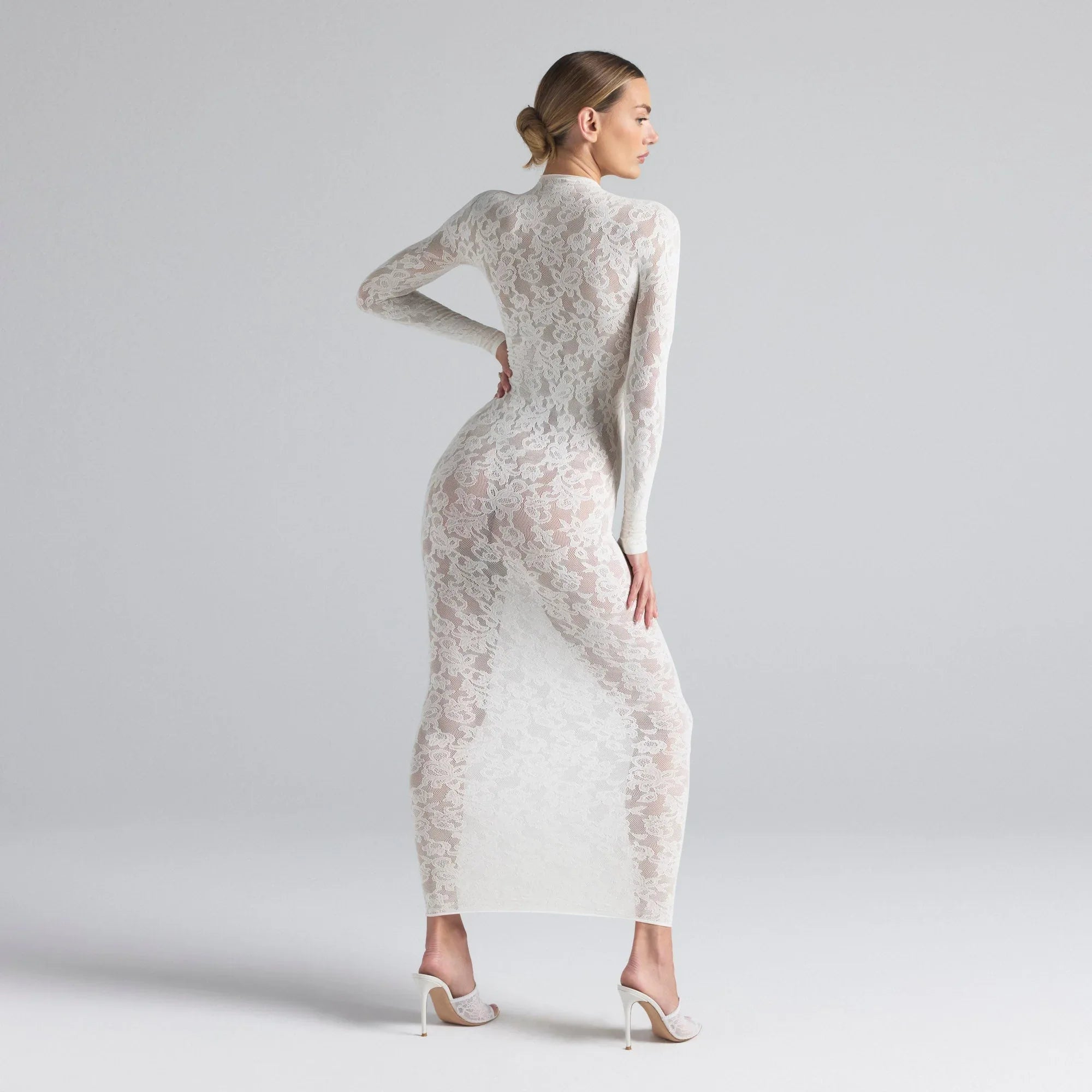 SKIMS KNIT LACE MOCK NECK DRESS | IVORY - ELBİSE - My Suti