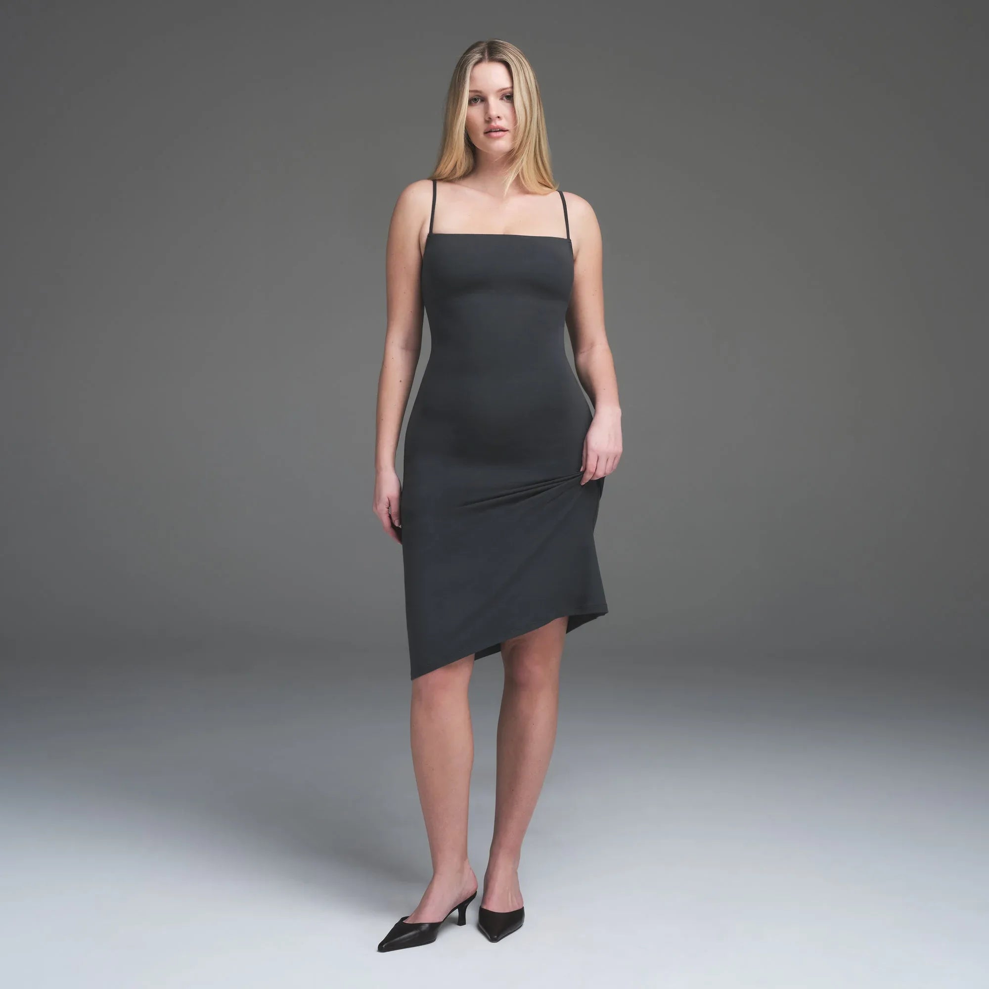 SKIMS SMOOTH LAYERS MIDI DRESS | GRAPHITE - ELBİSE - My Suti