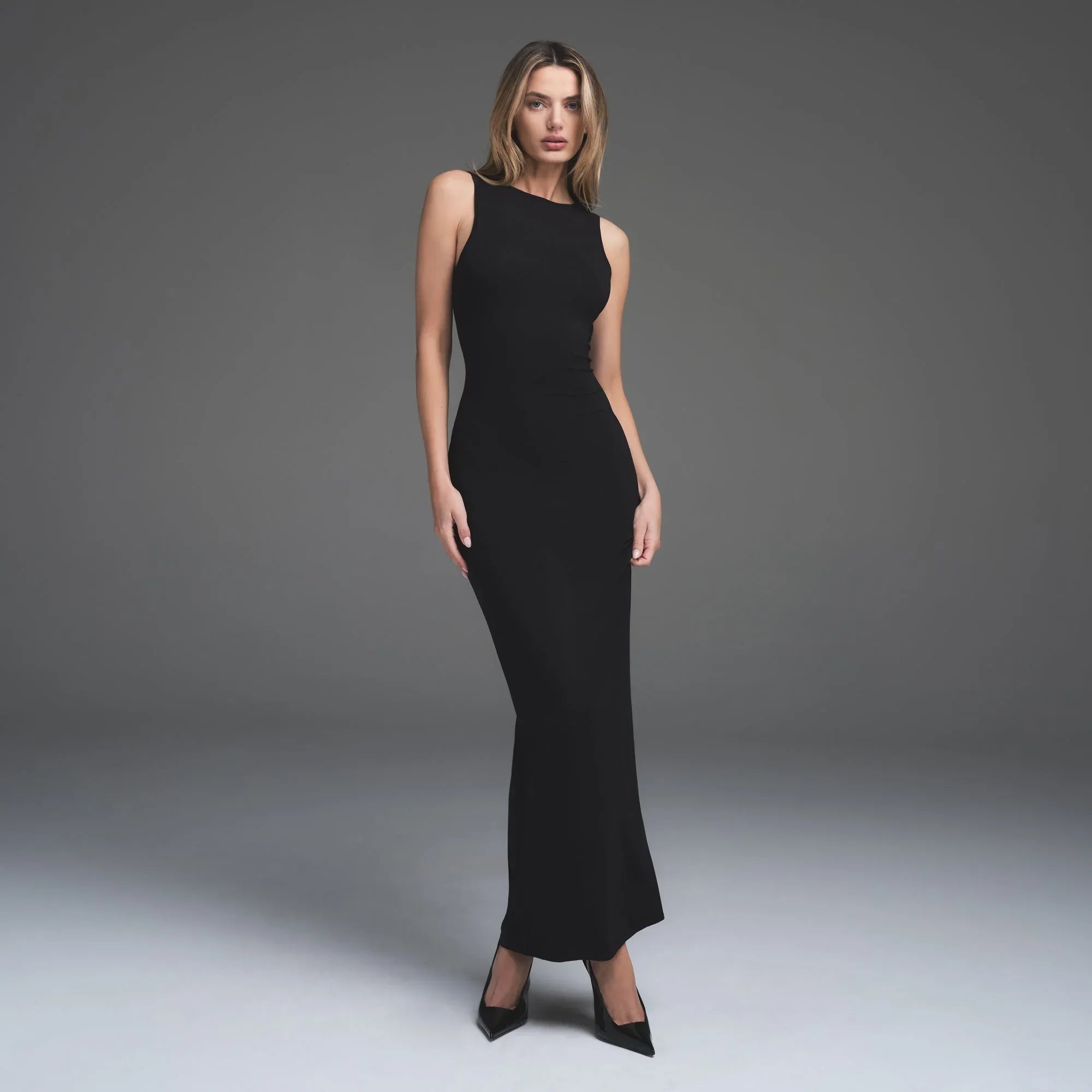 SKIMS SMOOTH LAYERS LONG BOAT NECK DRESS | OBSIDIAN - ELBİSE - My Suti