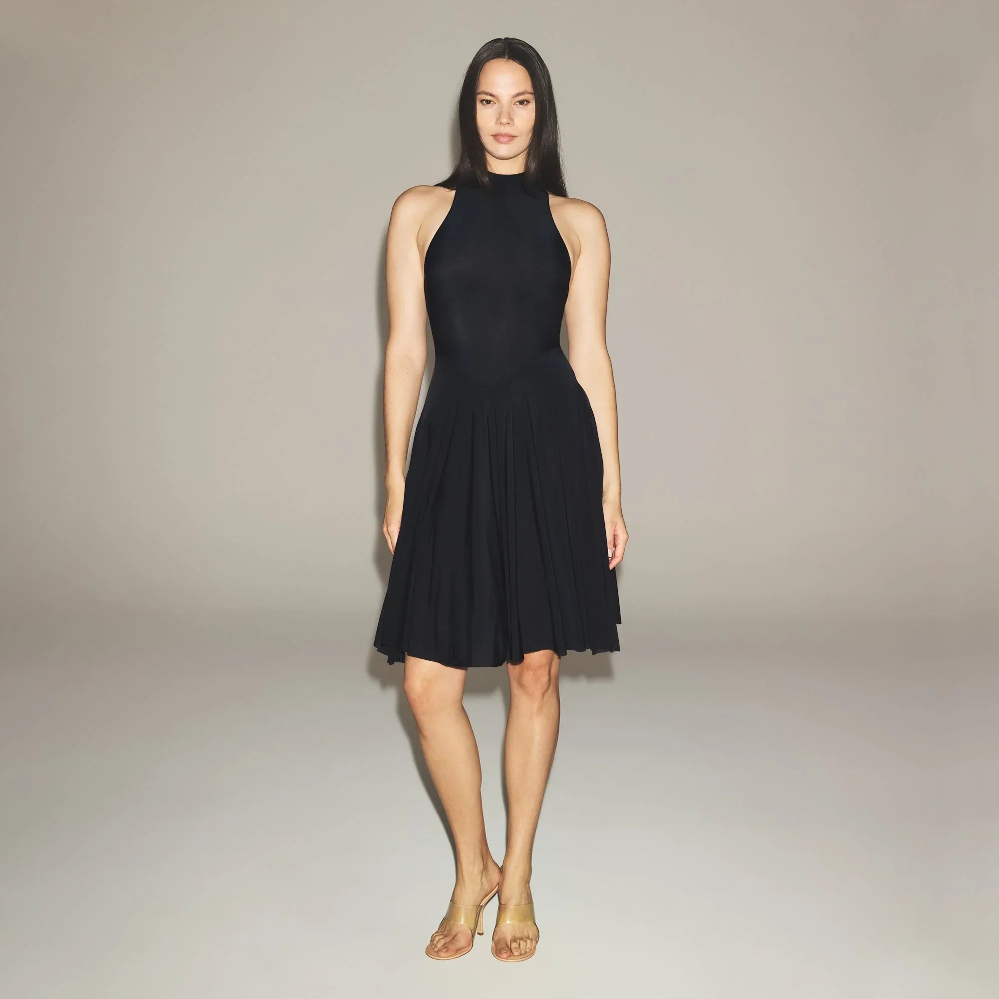 SKIMS MILKY SHEER HIGH NECK MIDI DRESS | OBSIDIAN - ELBİSE - My Suti