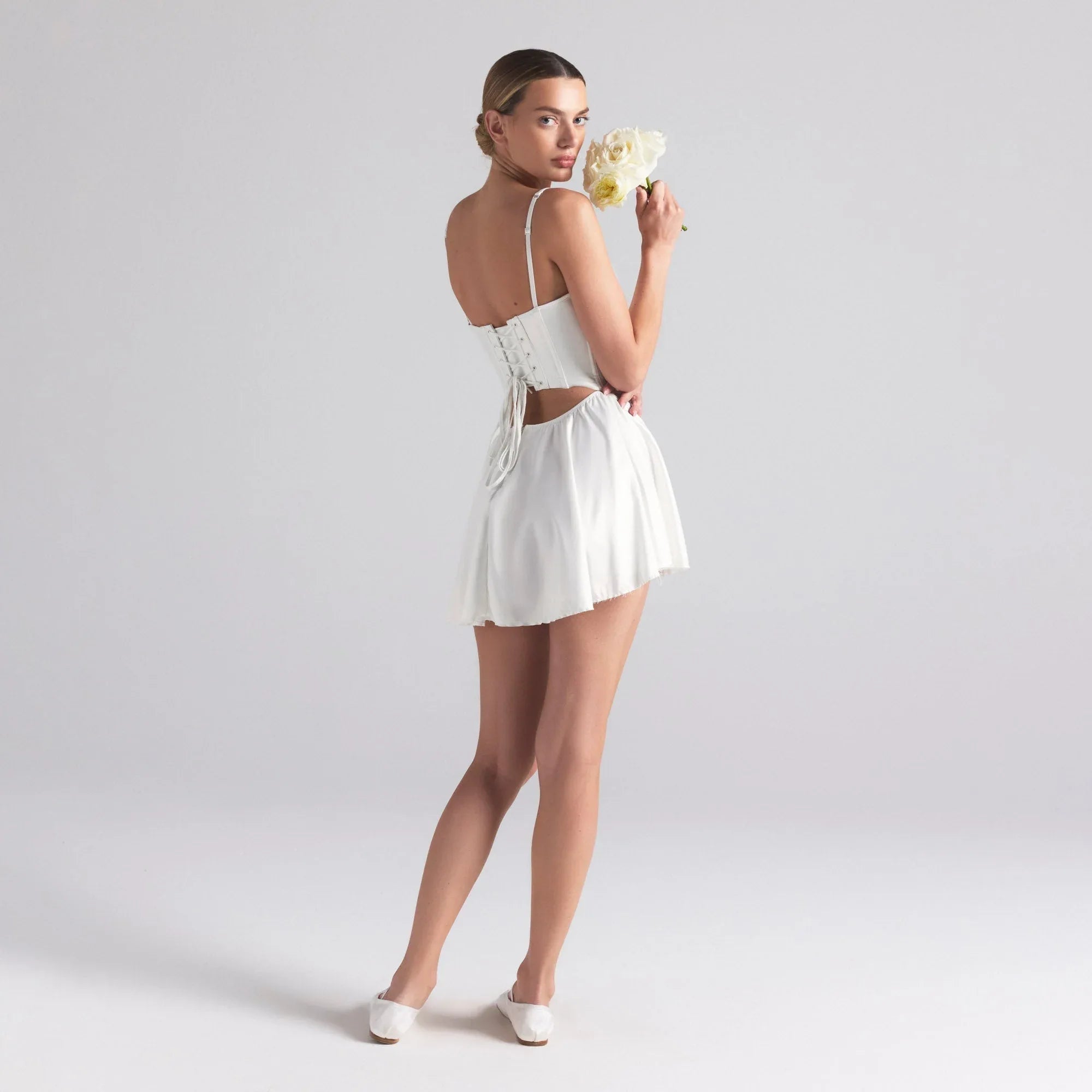 SKIMS WOVEN SHINE CORSET DRESS | IVORY - ELBİSE - My Suti