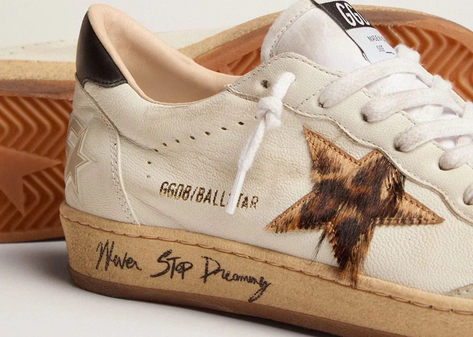 Golden Goose Ball-Star Leopard Print Pony Skin Star Black Heel - My Suti