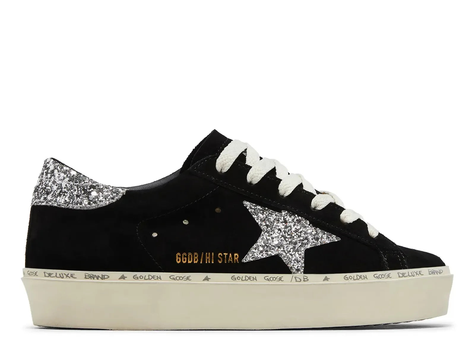 Golden Goose Hi-Star Black Suede Glitter Heel - My Suti