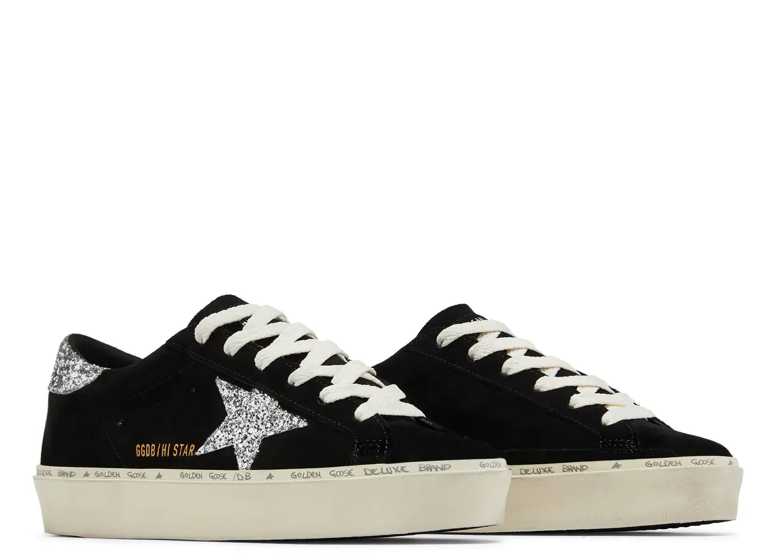 Golden Goose Hi-Star Black Suede Glitter Heel - My Suti