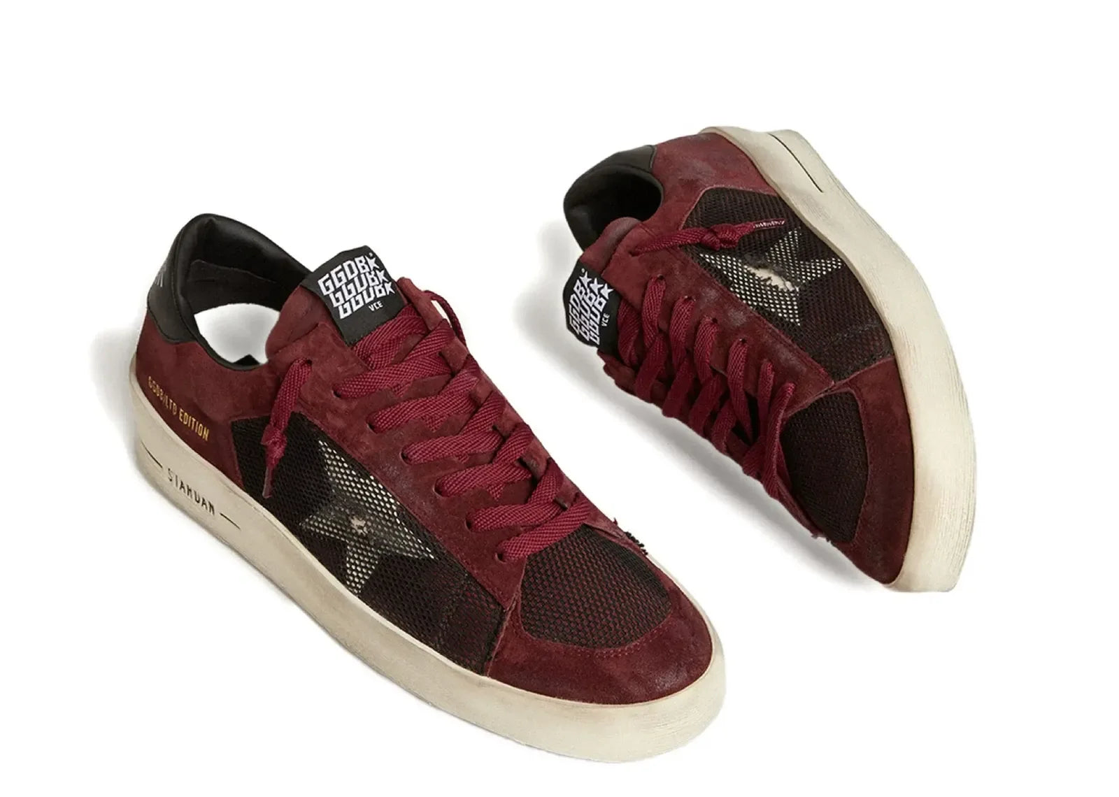 Golden Goose Stardan Bordeaux Black Suede Mesh - My Suti