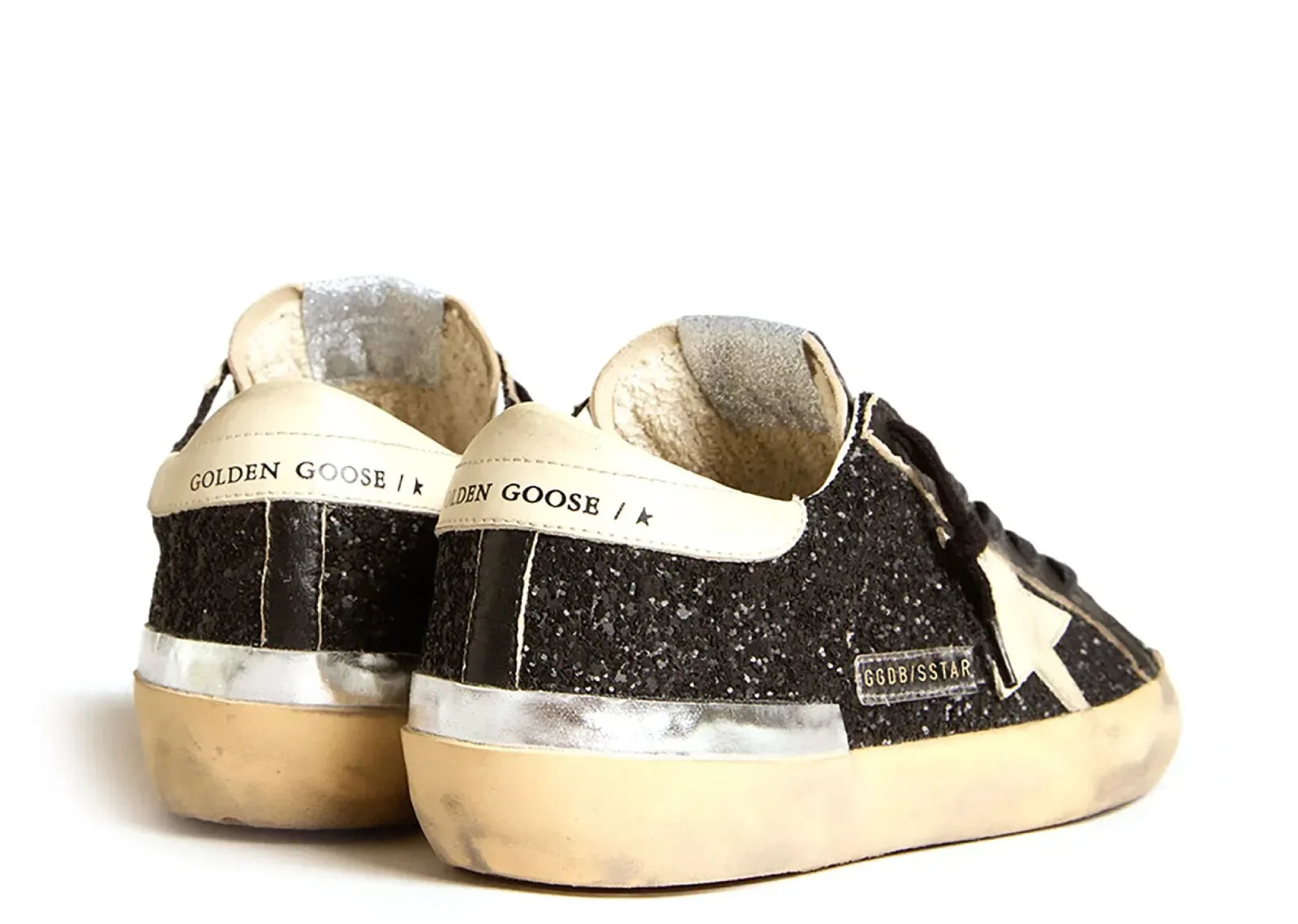 Golden Goose Super-Star Black Glitter Nappa Cream - My Suti