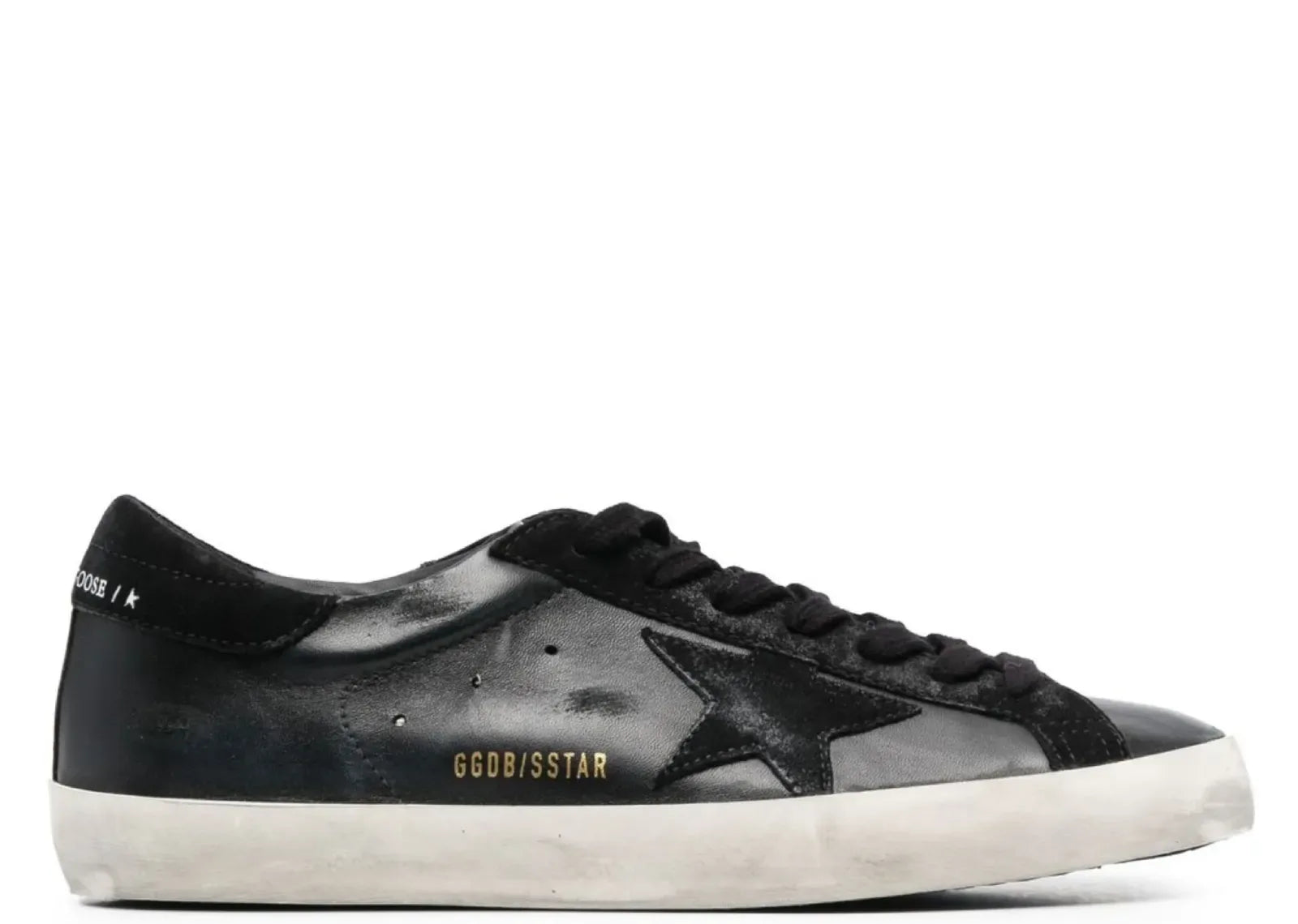 Golden Goose Super-Star Black Nappa Black Suede Star Heel - My Suti