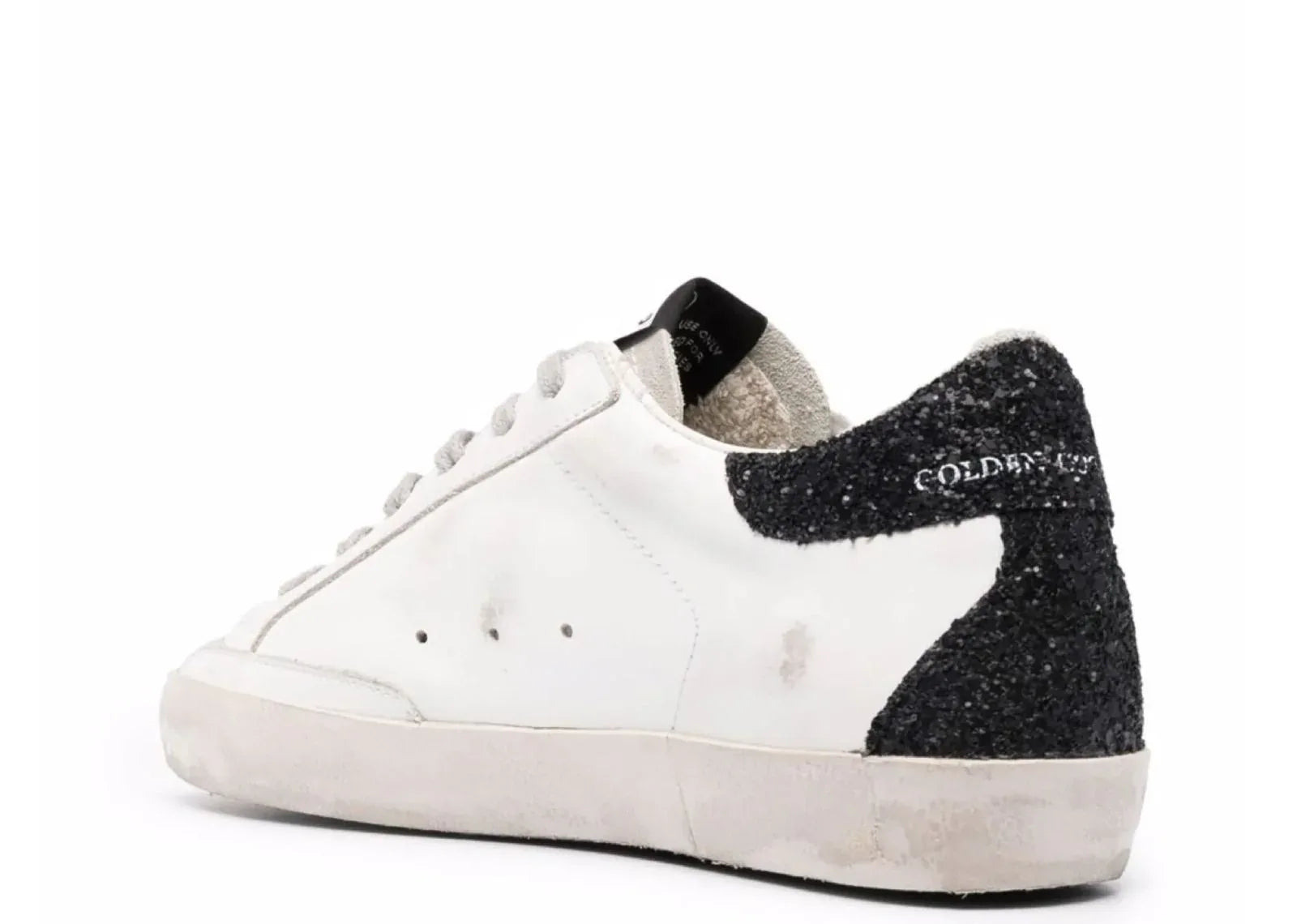 Golden Goose Super-Star Gold Glitter Star Black Glitter Heel - My Suti