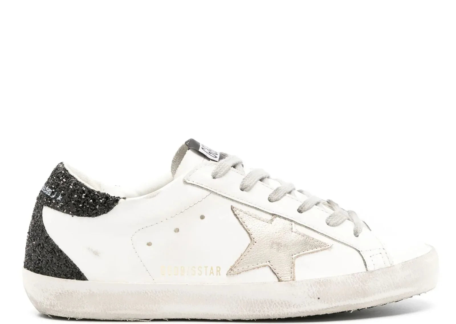 Golden Goose Super-Star Gold Star Black Glitter Heel - My Suti