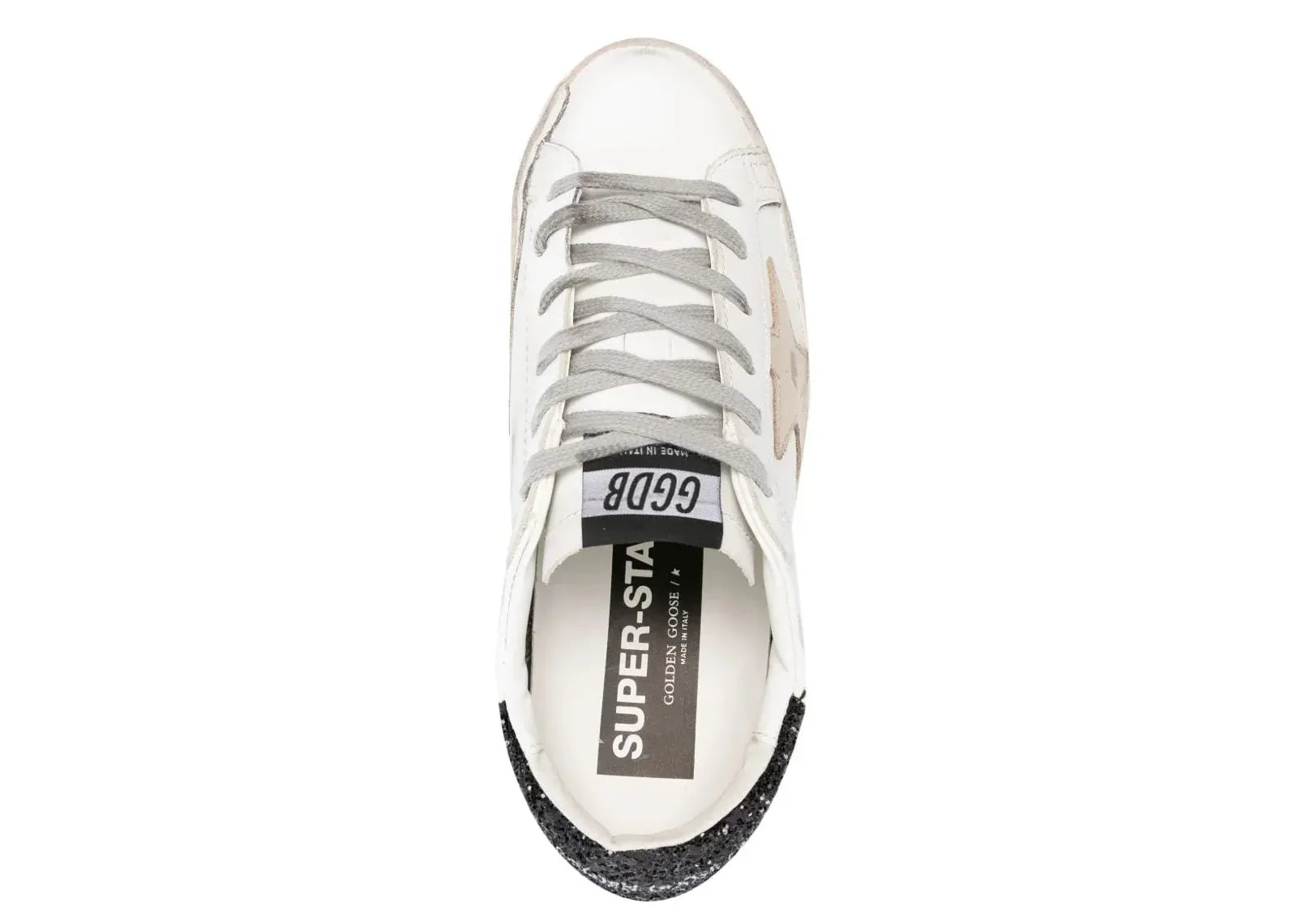 Golden Goose Super-Star Gold Star Black Glitter Heel - My Suti