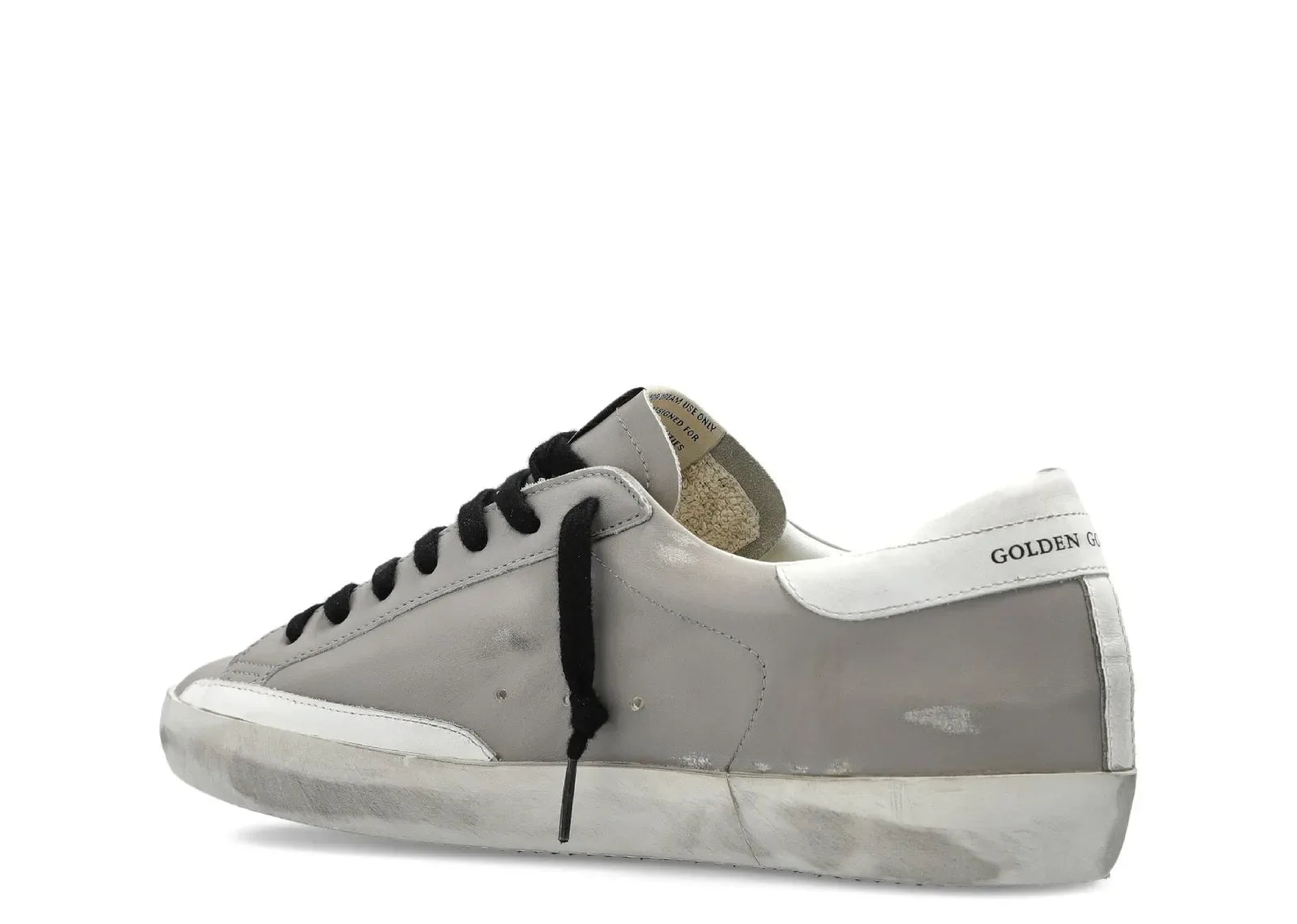 Golden Goose Super-Star Gray Leather Green Star Printed Distressed - My Suti
