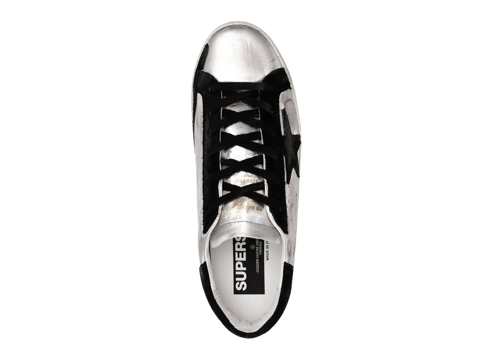 Golden Goose Super-Star Leather Metallic Silver Black Star - My Suti