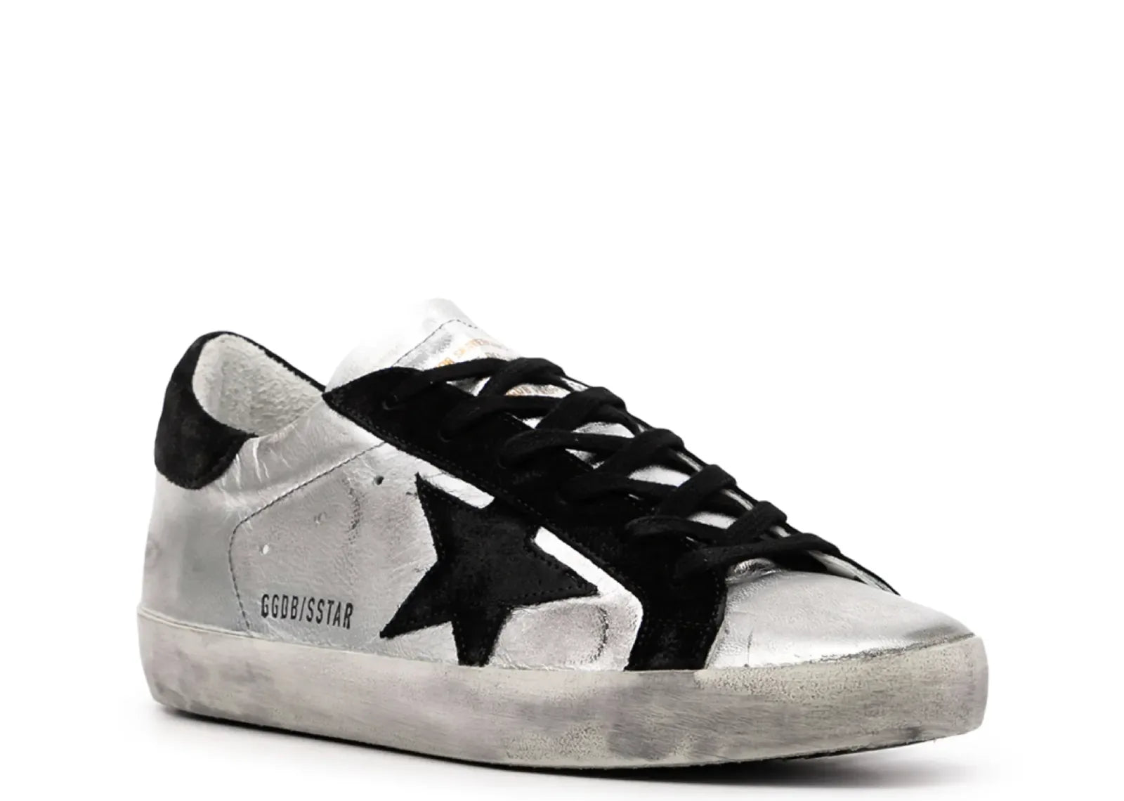 Golden Goose Super-Star Leather Metallic Silver Black Star - My Suti