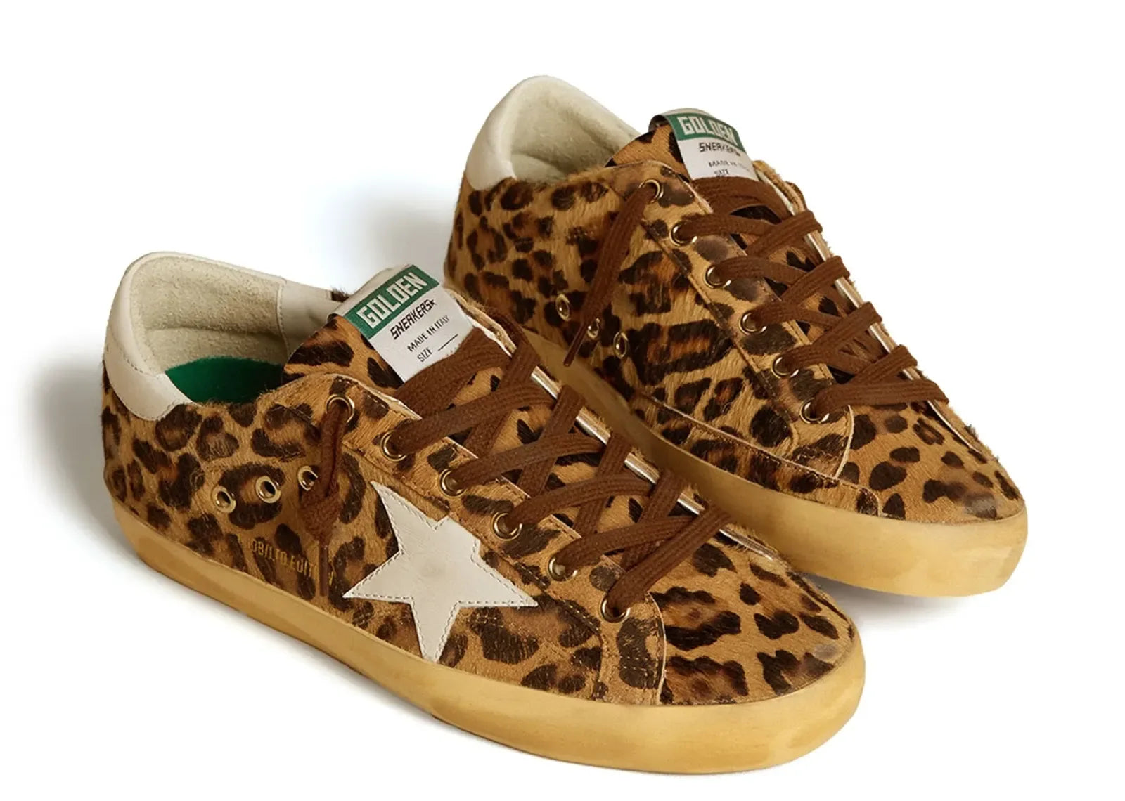Golden Goose Super-Star Leopard Pony Skin Milk White Star Heel - My Suti