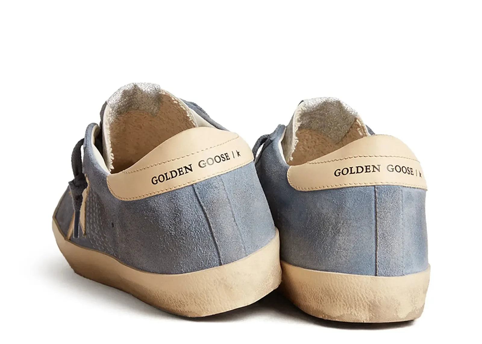 Golden Goose Super-Star Light Blue Suede Beige Star Heel - My Suti