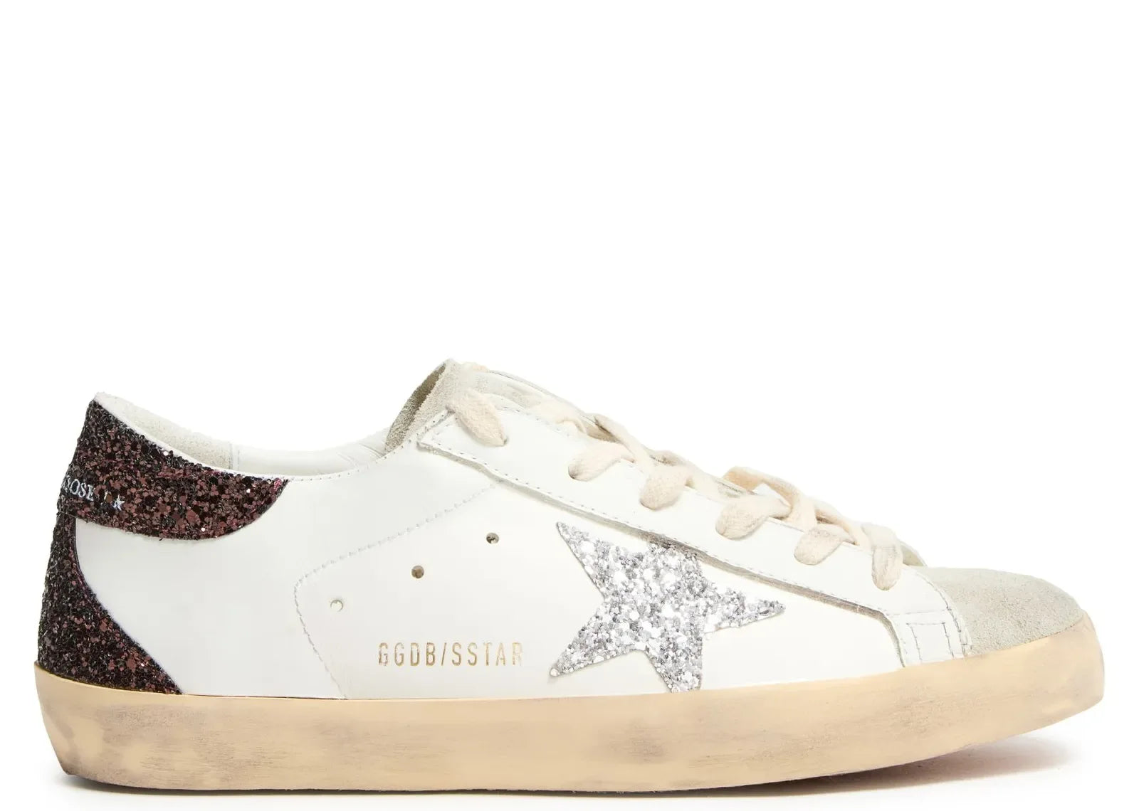 Golden Goose Super-Star Silver Star Brown Glitter Heel - My Suti
