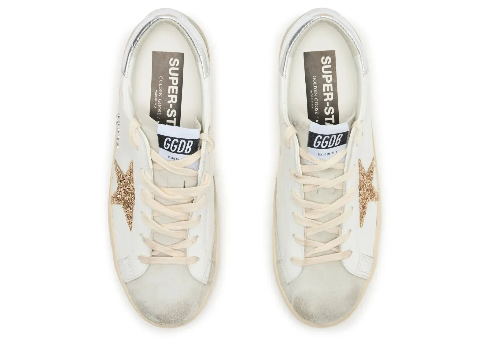 Golden Goose Super-Star White Ice Gray Gold Glitter - My Suti