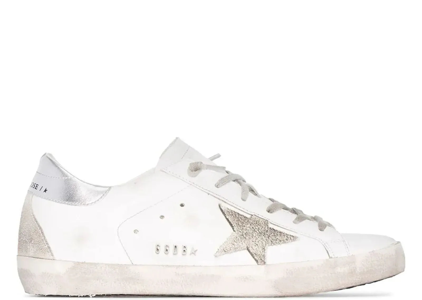 Golden Goose Super-Star White Ice Silver With Metal Stud Lettering - My Suti