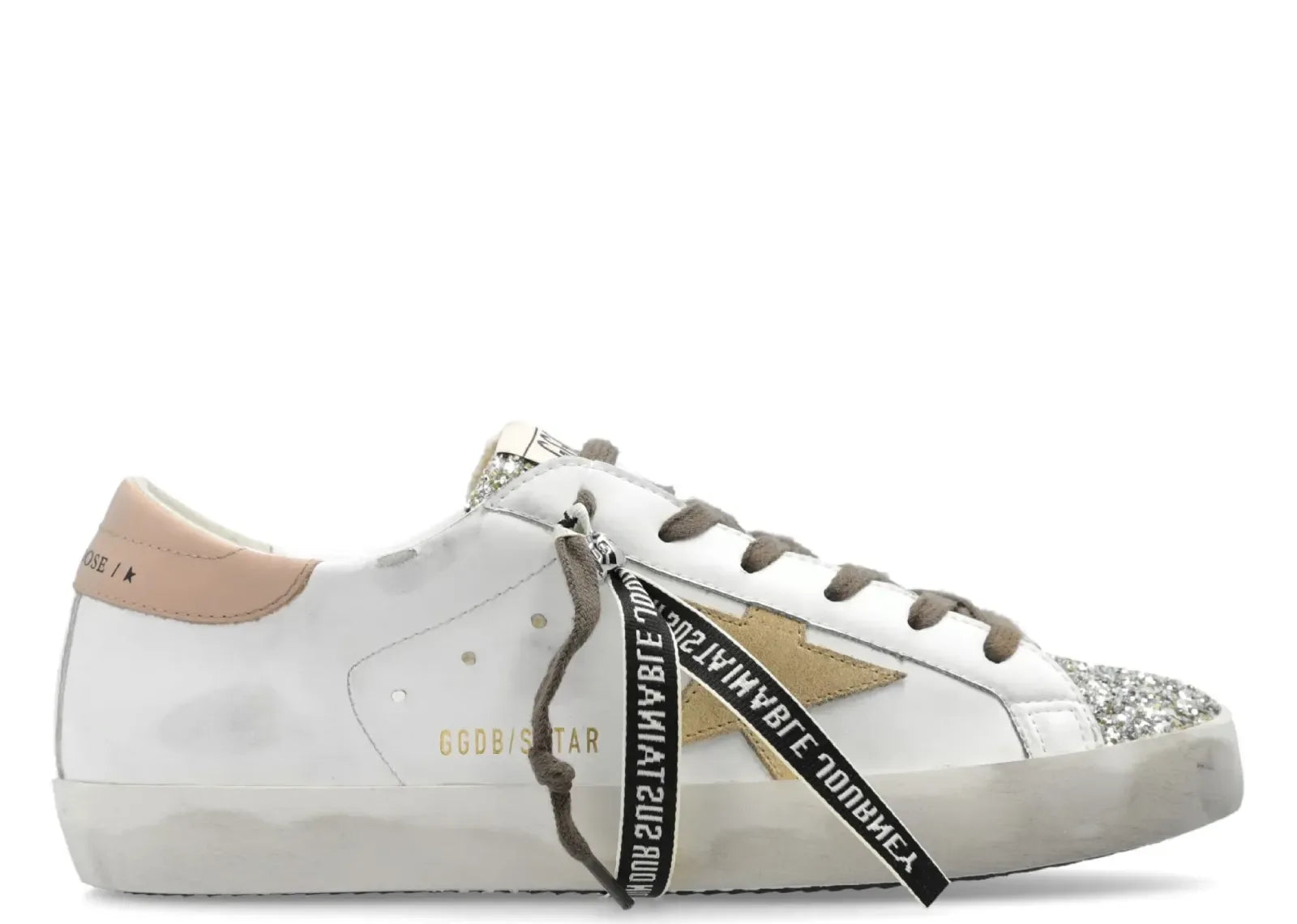 Golden Goose Super-Star White Leather Multicolor Glitter Heel - My Suti