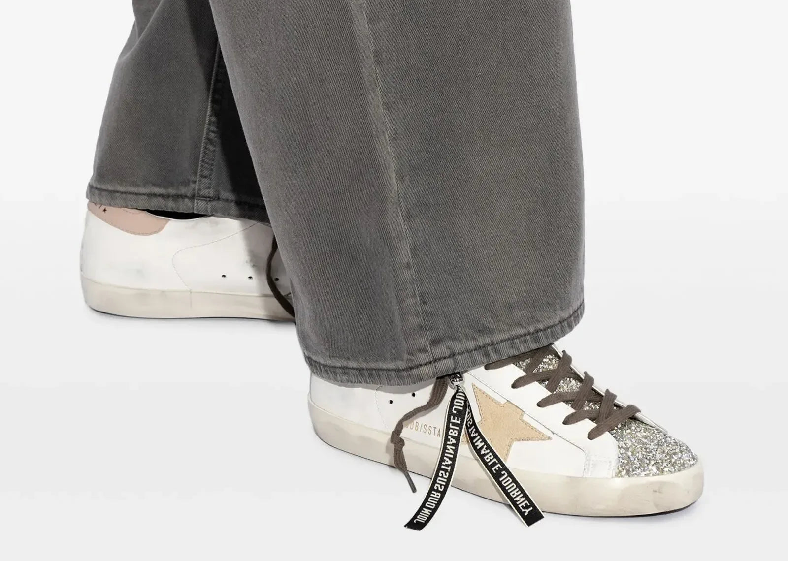 Golden Goose Super-Star White Leather Multicolor Glitter Heel - My Suti