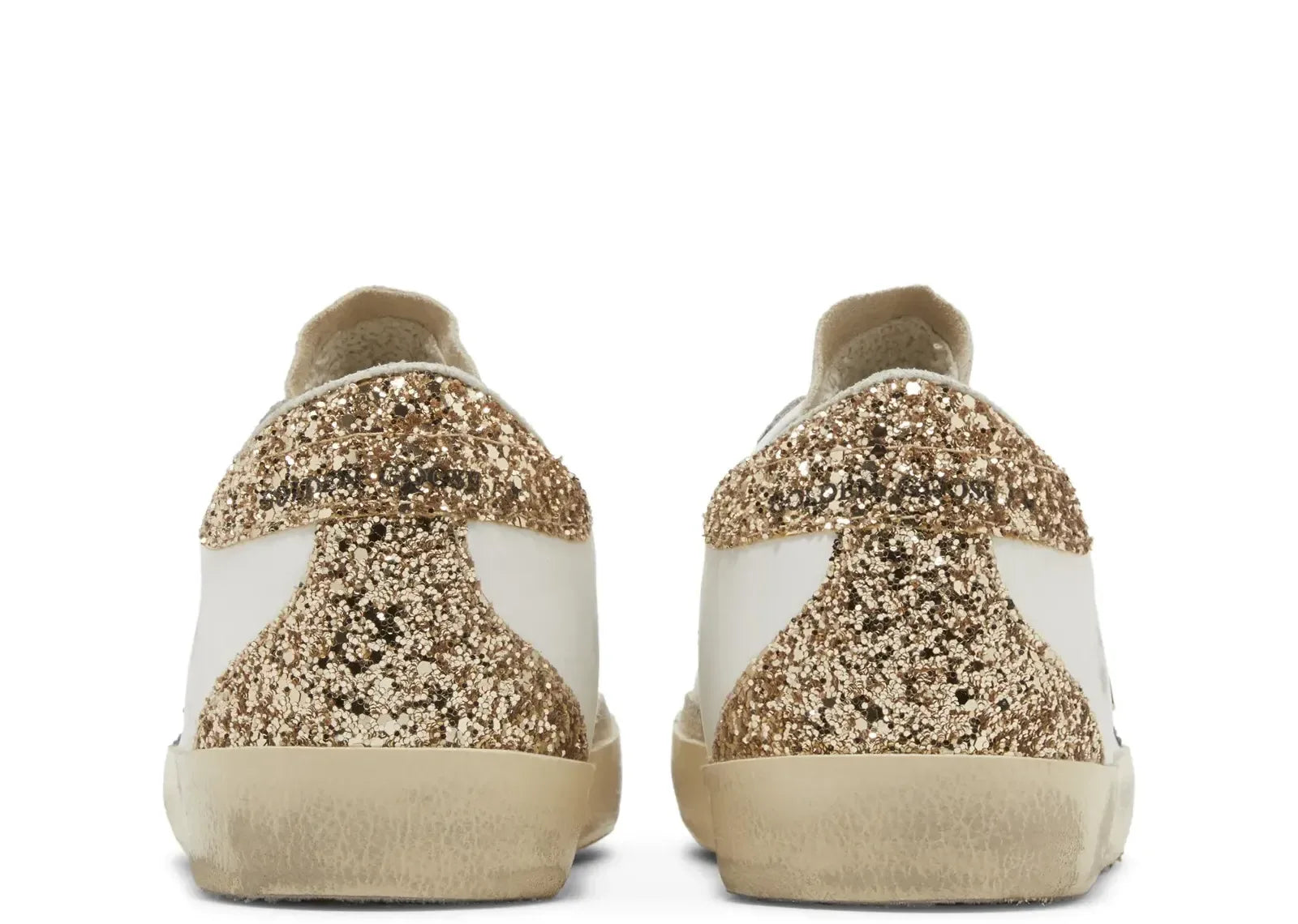 Golden Goose Super-Star White Leather Multicolor Glitter Star Heel - My Suti
