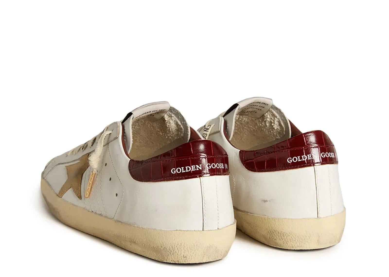 Golden Goose Super-Star White Leather Sand Suede Star Red Croco Heel - My Suti