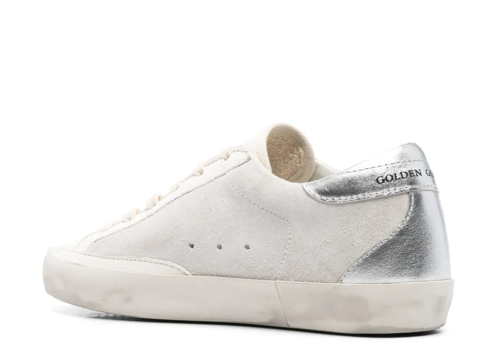 Golden Goose Super-Star White Swarovski Gray Star Silver Heel - My Suti