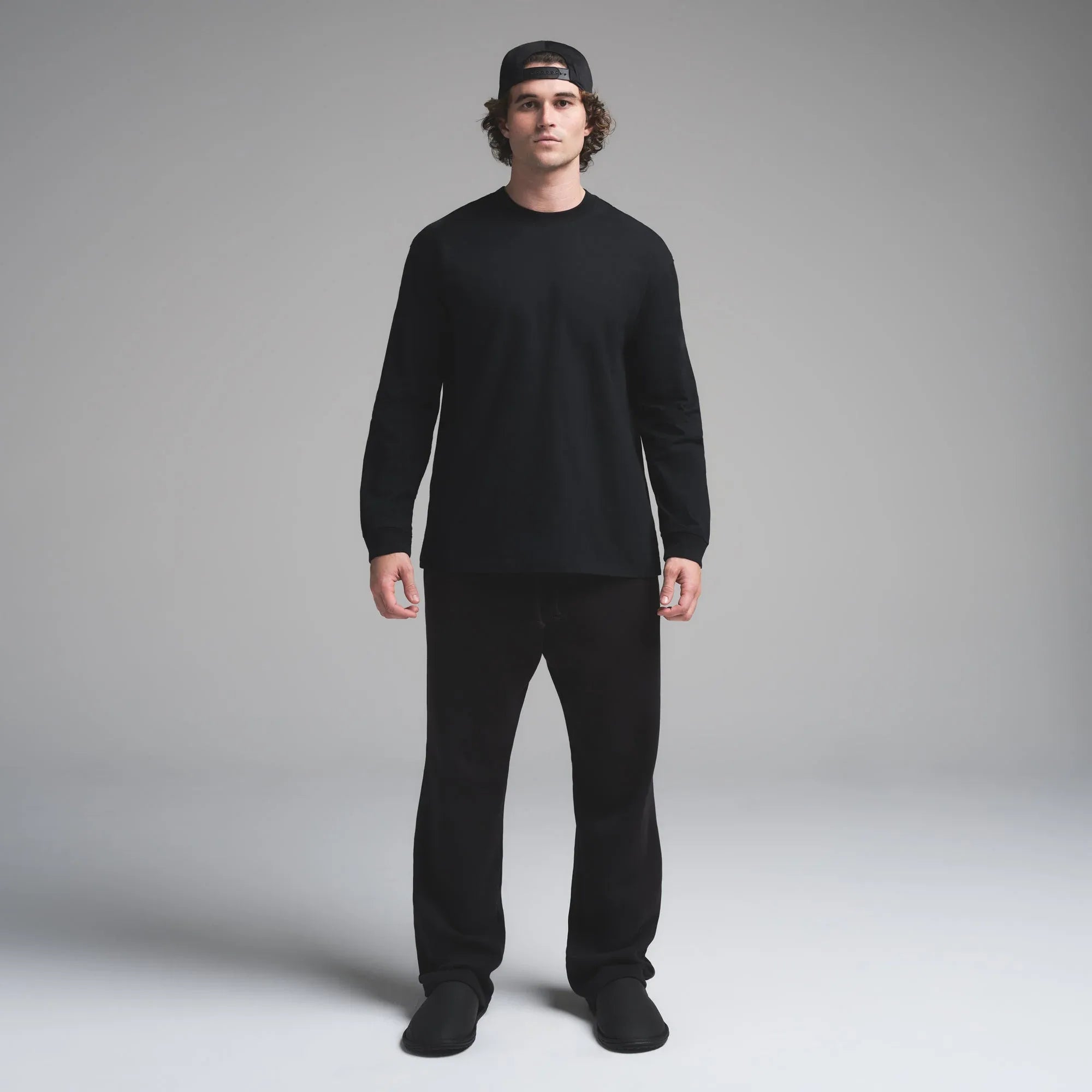 SKIMS HEAVYWEIGHT COTTON MENS RELAXED LONG SLEEVE T-SHIRT | OBSIDIAN - TİŞÖRT - My Suti