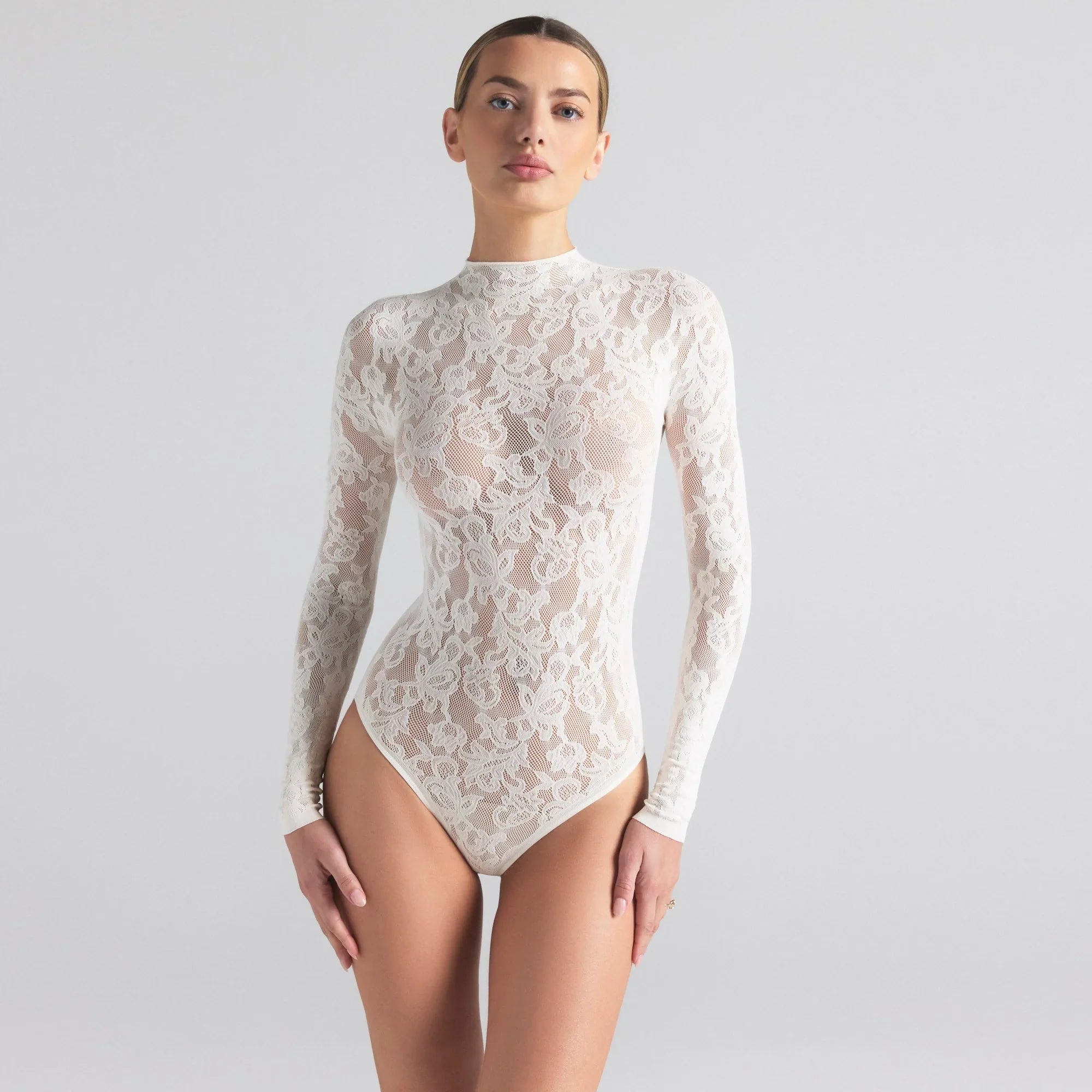 SKIMS KNIT LACE MOCK NECK BODYSUIT | IVORY - BODYSUIT - My Suti