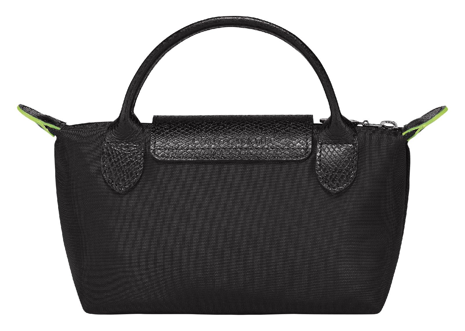 Longchamp Le Pliage Green Pouch With Handle Black - My Suti