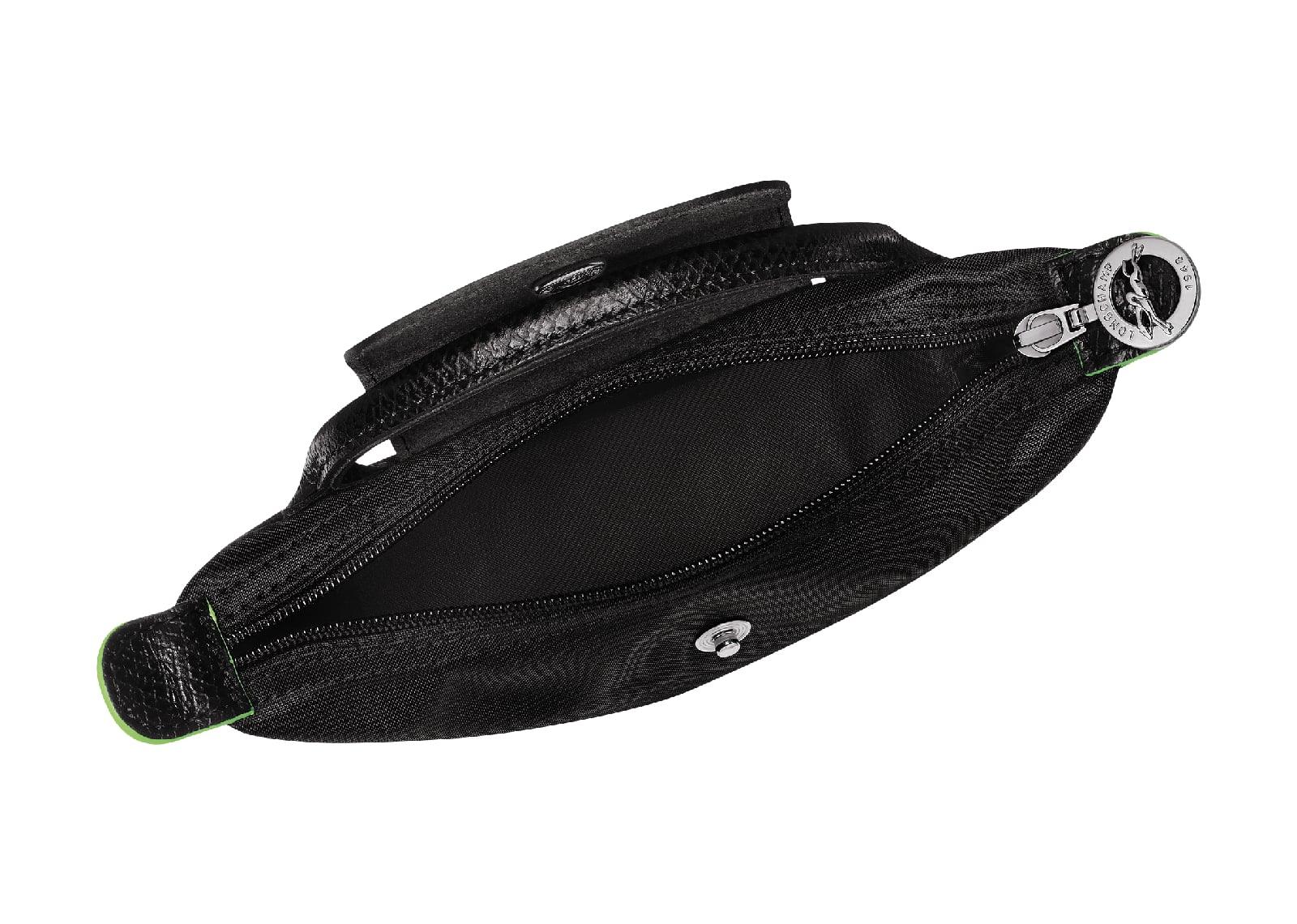 Longchamp Le Pliage Green Pouch With Handle Black - My Suti