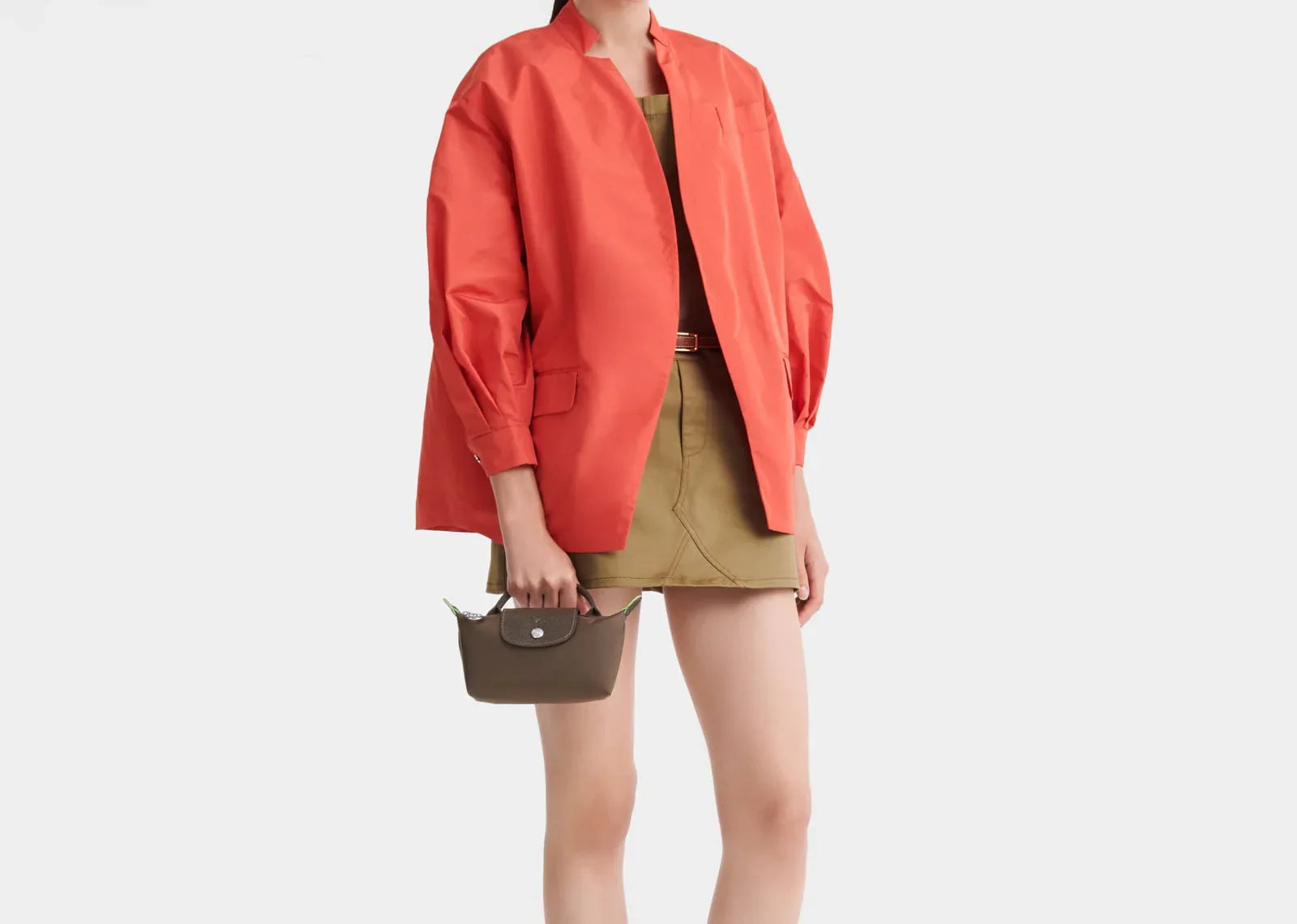 Longchamp Le Pliage Green Pouch With Handle Terra - My Suti