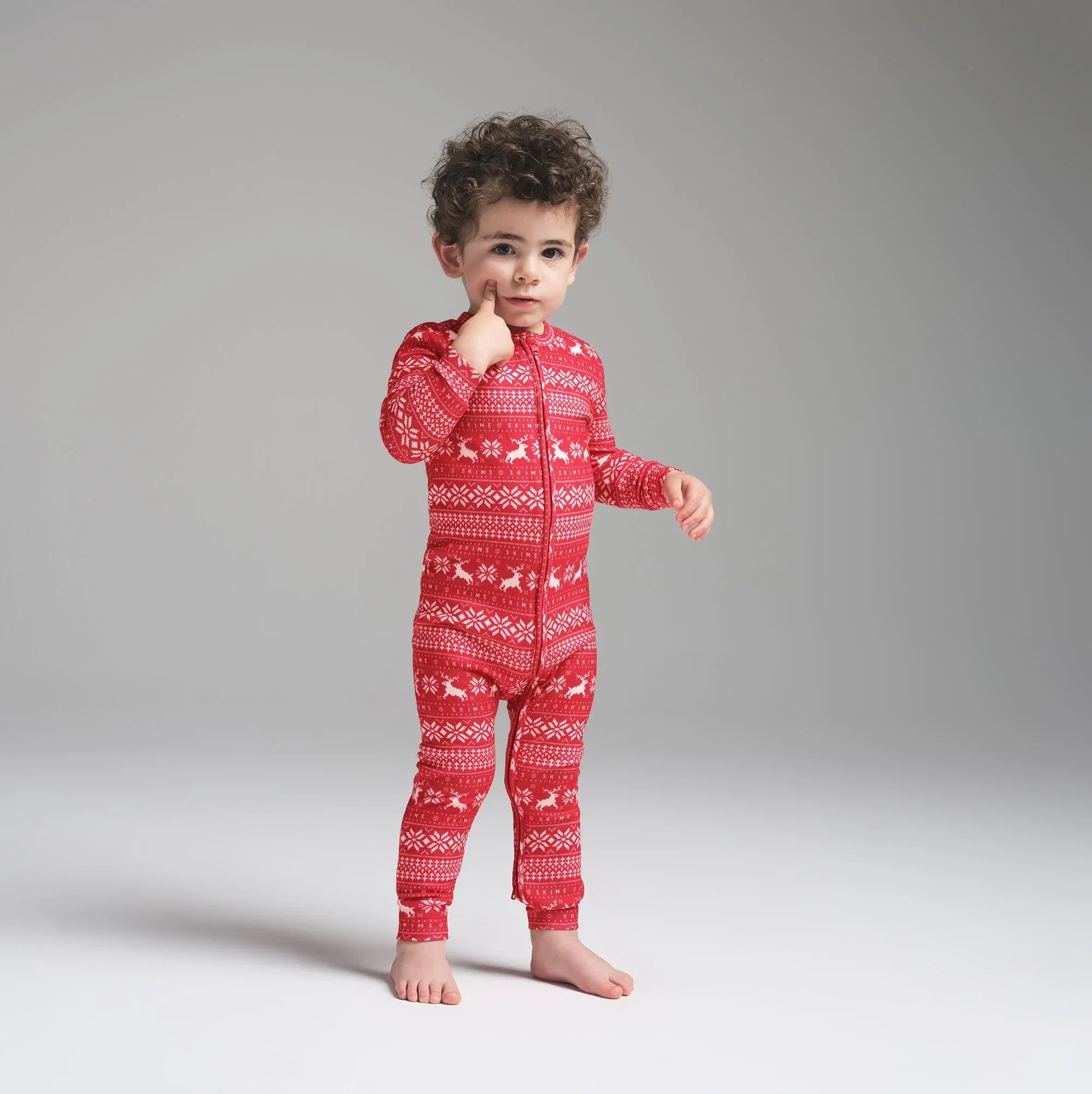 SKIMS LOGO PLUSH POINTELLE BABY ONESIE | RED DEER FAIR ISLE - BEBEK TULUMU - My Suti