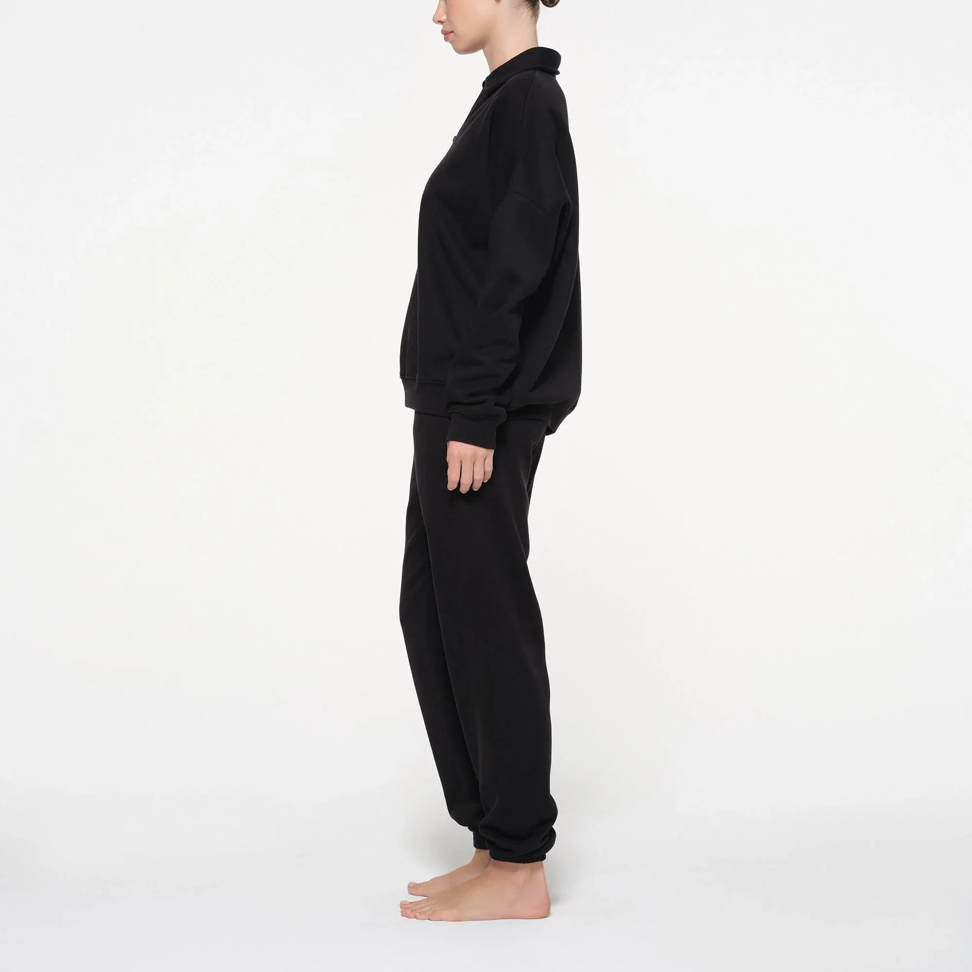 SKIMS COTTON FLEECE OVERSIZED QUARTER ZIP PULLOVER | ONYX - KAZAK - My Suti