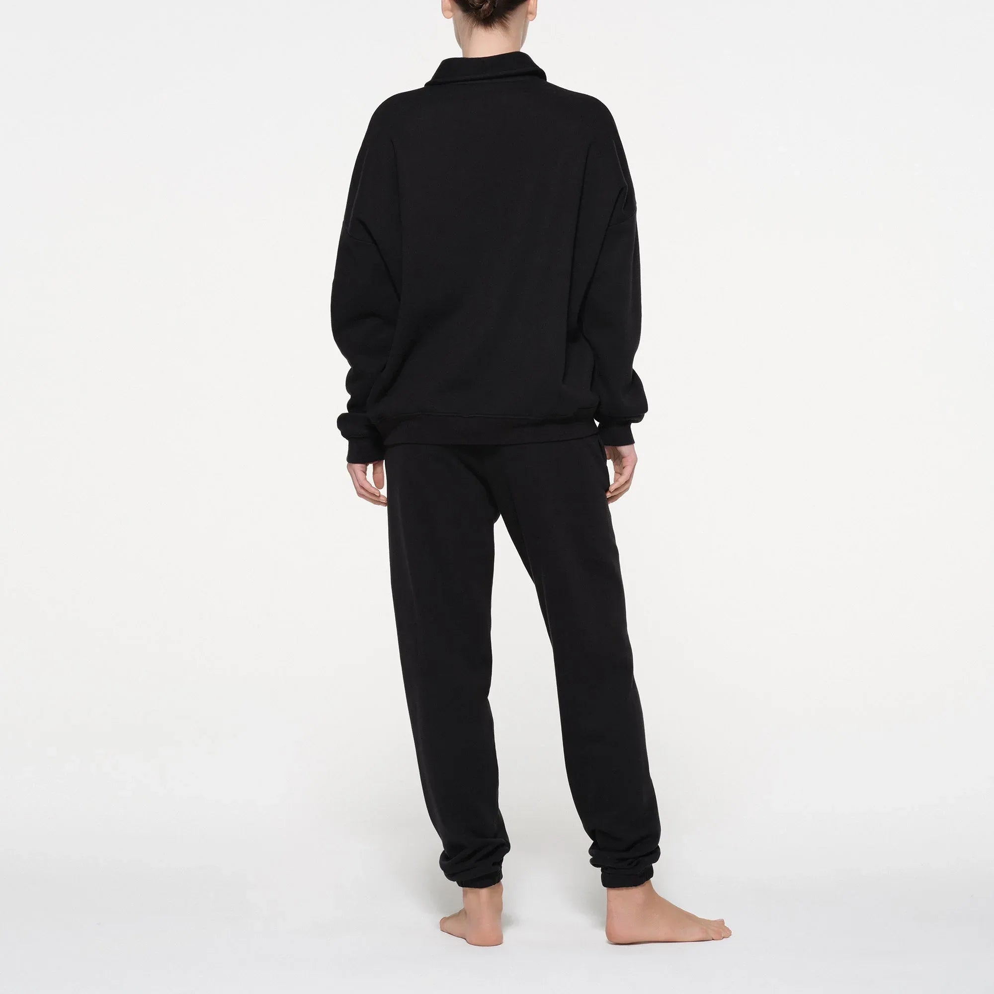 SKIMS COTTON FLEECE OVERSIZED QUARTER ZIP PULLOVER | ONYX - KAZAK - My Suti