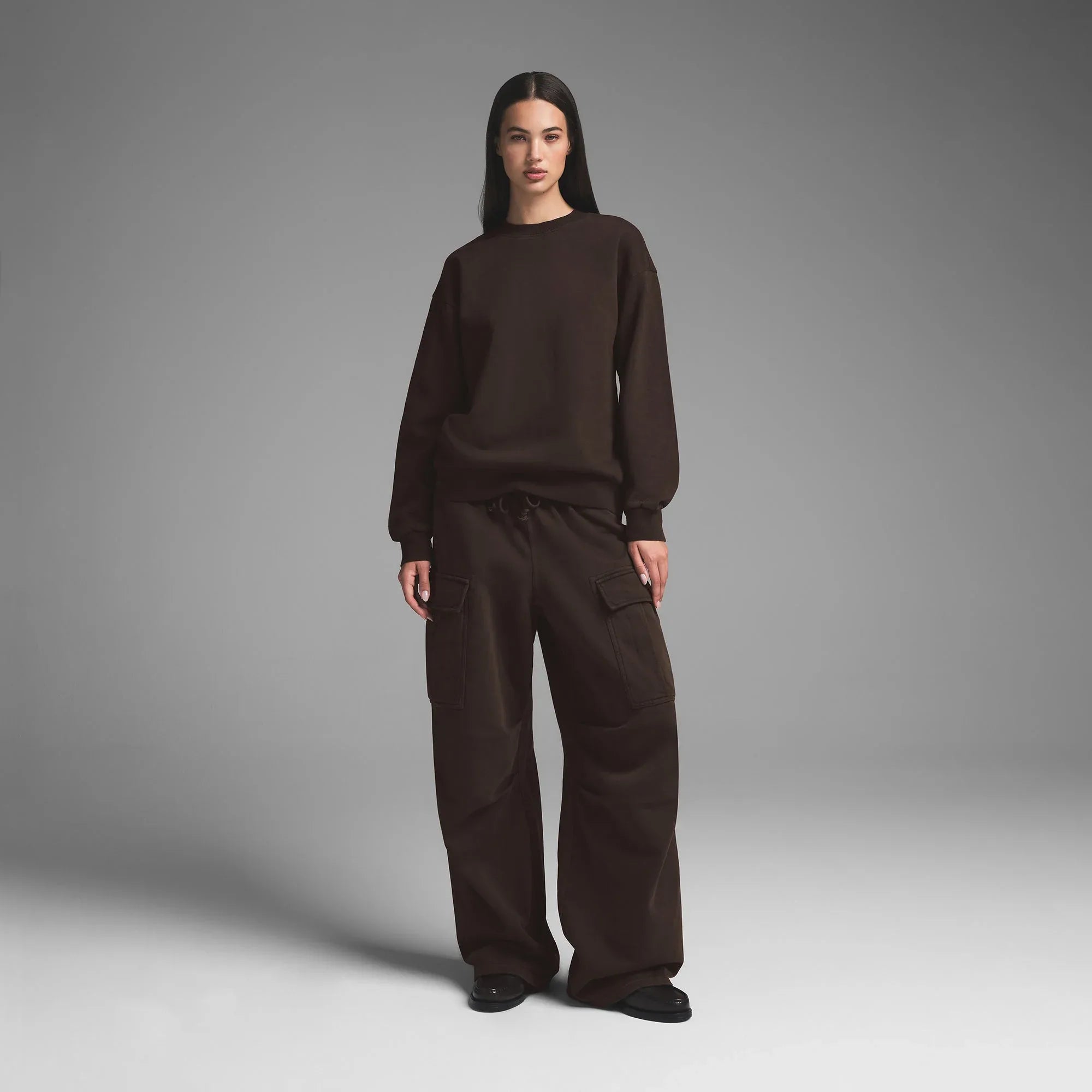 SKIMS BOYFRIEND FLEECE CREWNECK | ESPRESSO - KAZAK - My Suti