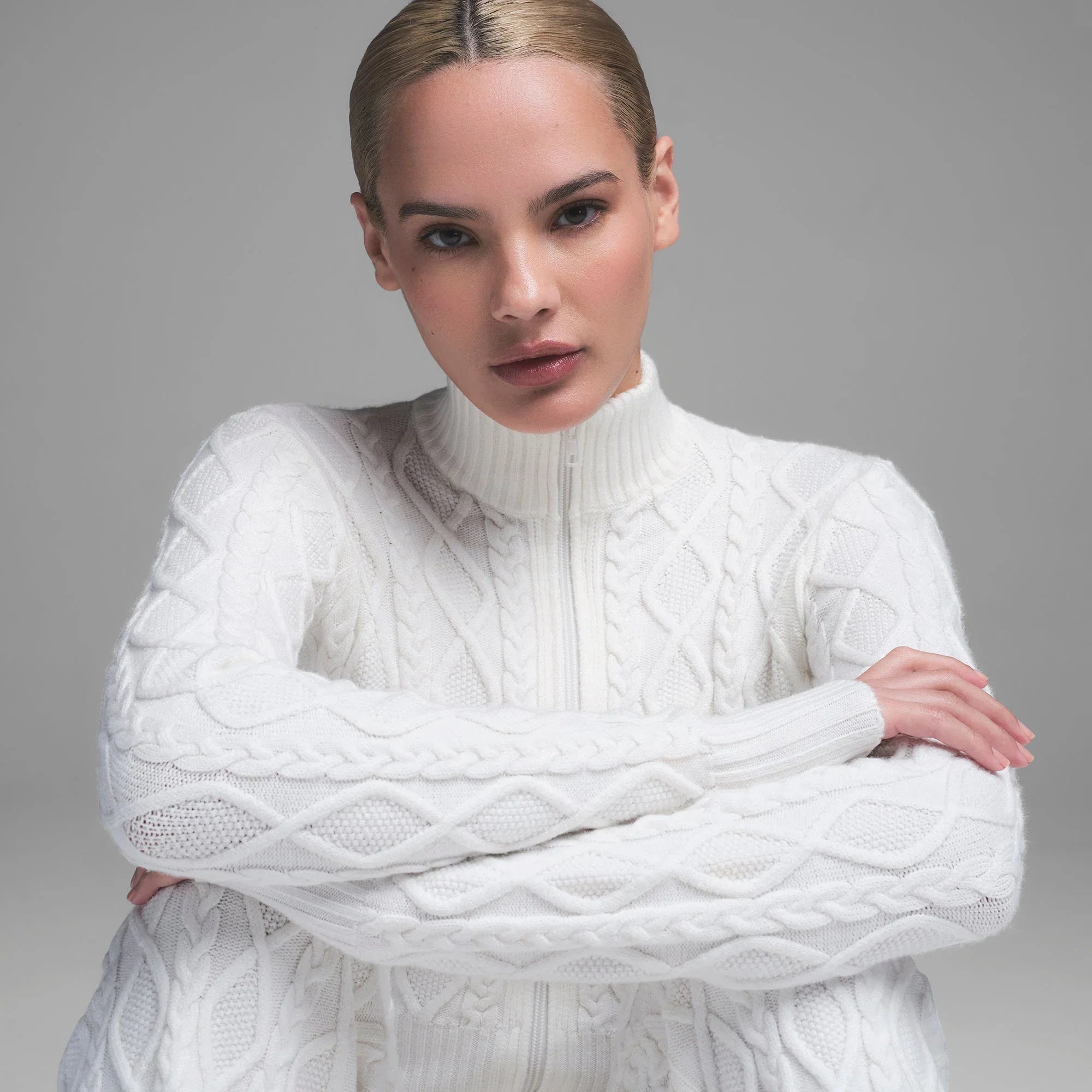 SKIMS SWEATER KNIT ZIP UP | MARBLE - KAZAK - My Suti