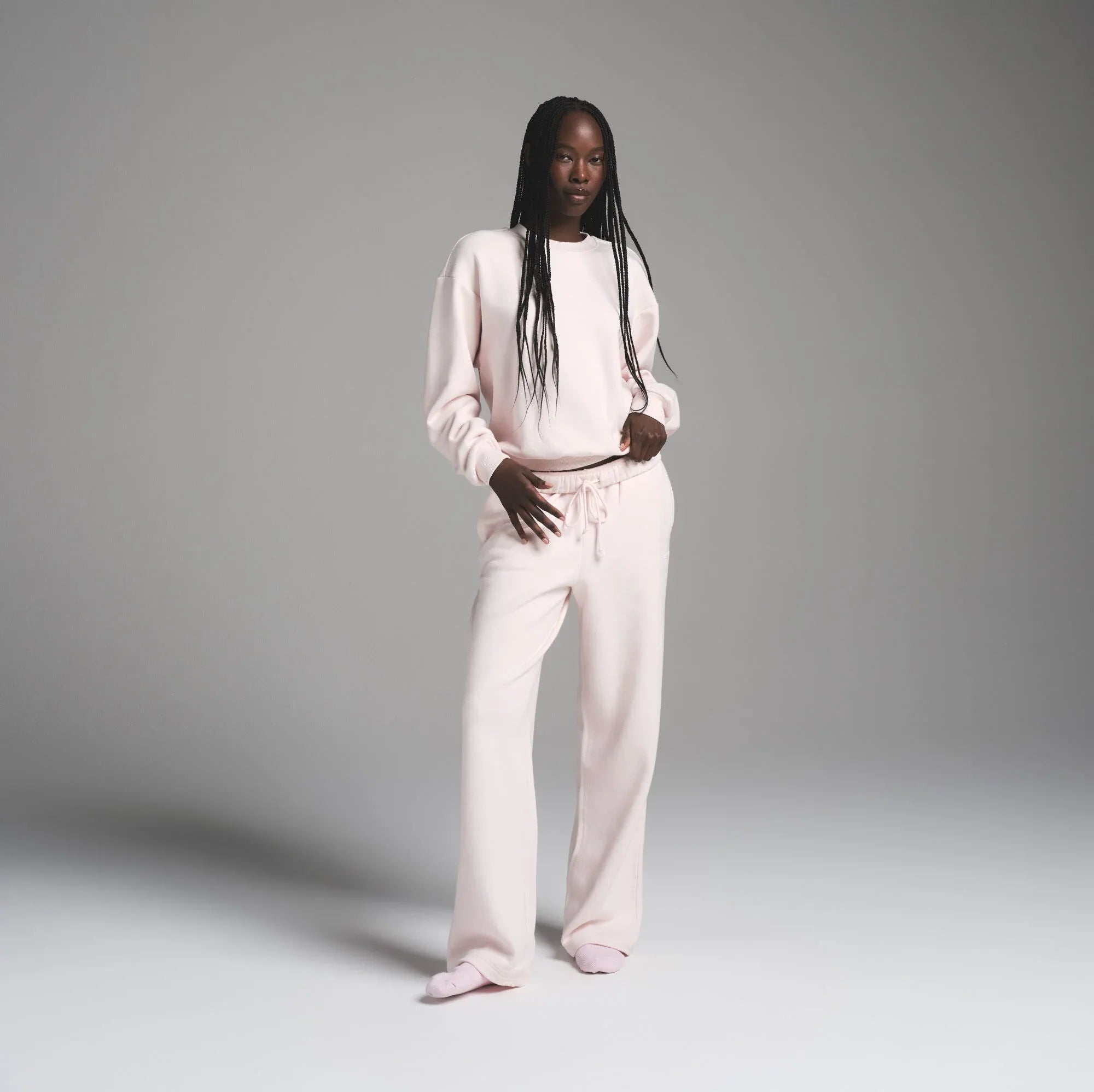 SKIMS COTTON FLEECE CLASSIC CREWNECK | BARELY PINK - KAZAK - My Suti