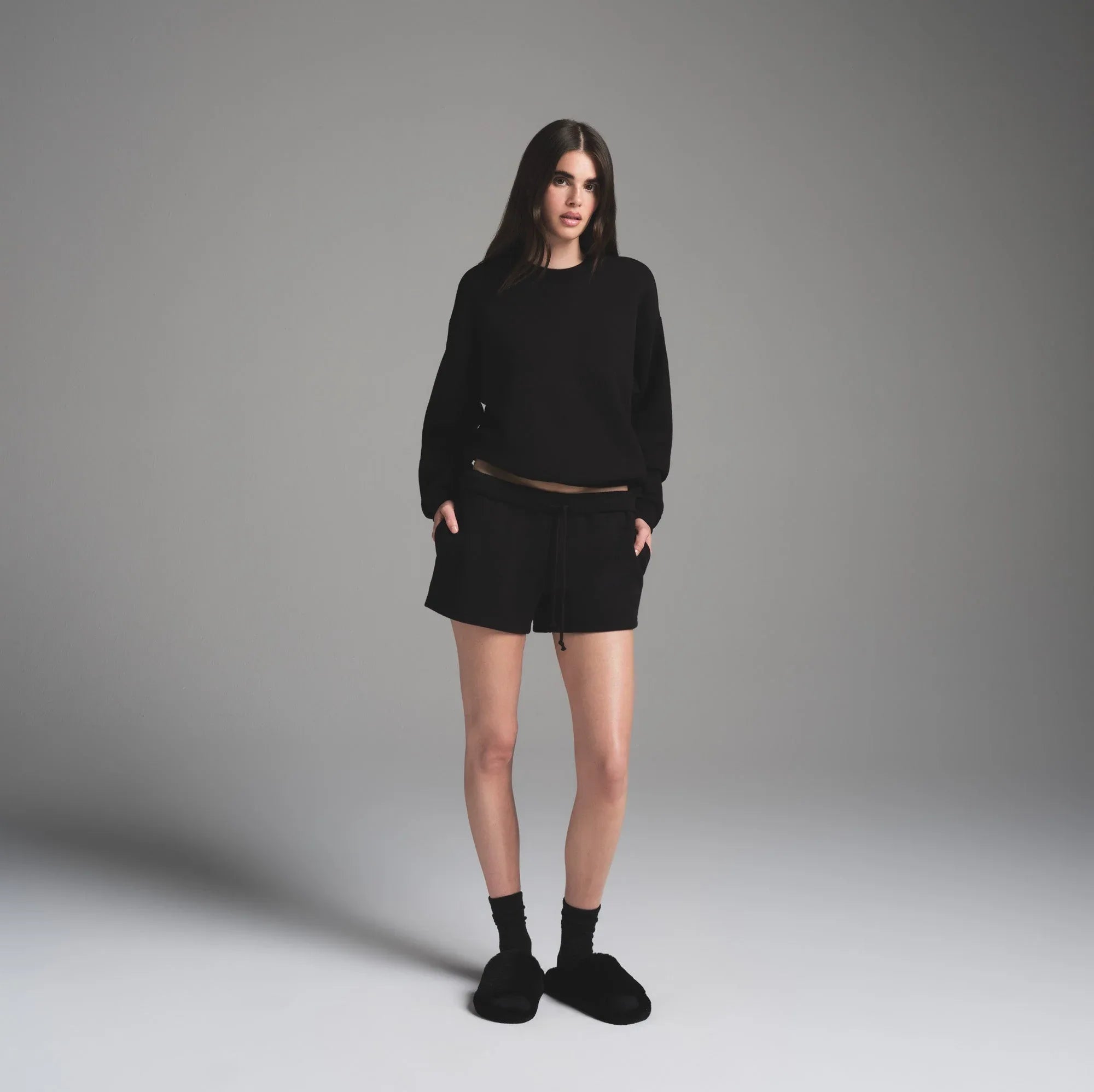 SKIMS COTTON FLEECE CLASSIC CREWNECK | ONYX - KAZAK - My Suti